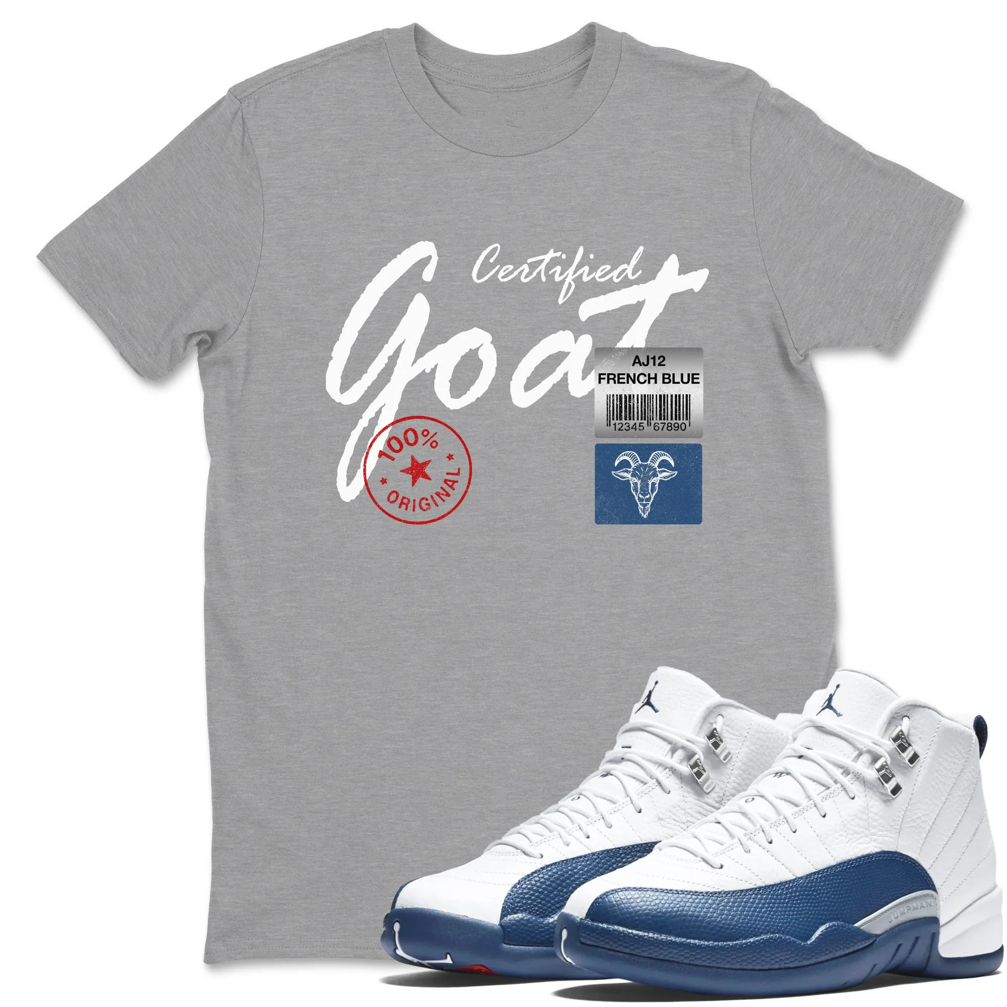Certified Goat TEEWAVO Sneaker Tees - Air Jordan 12 French Blue