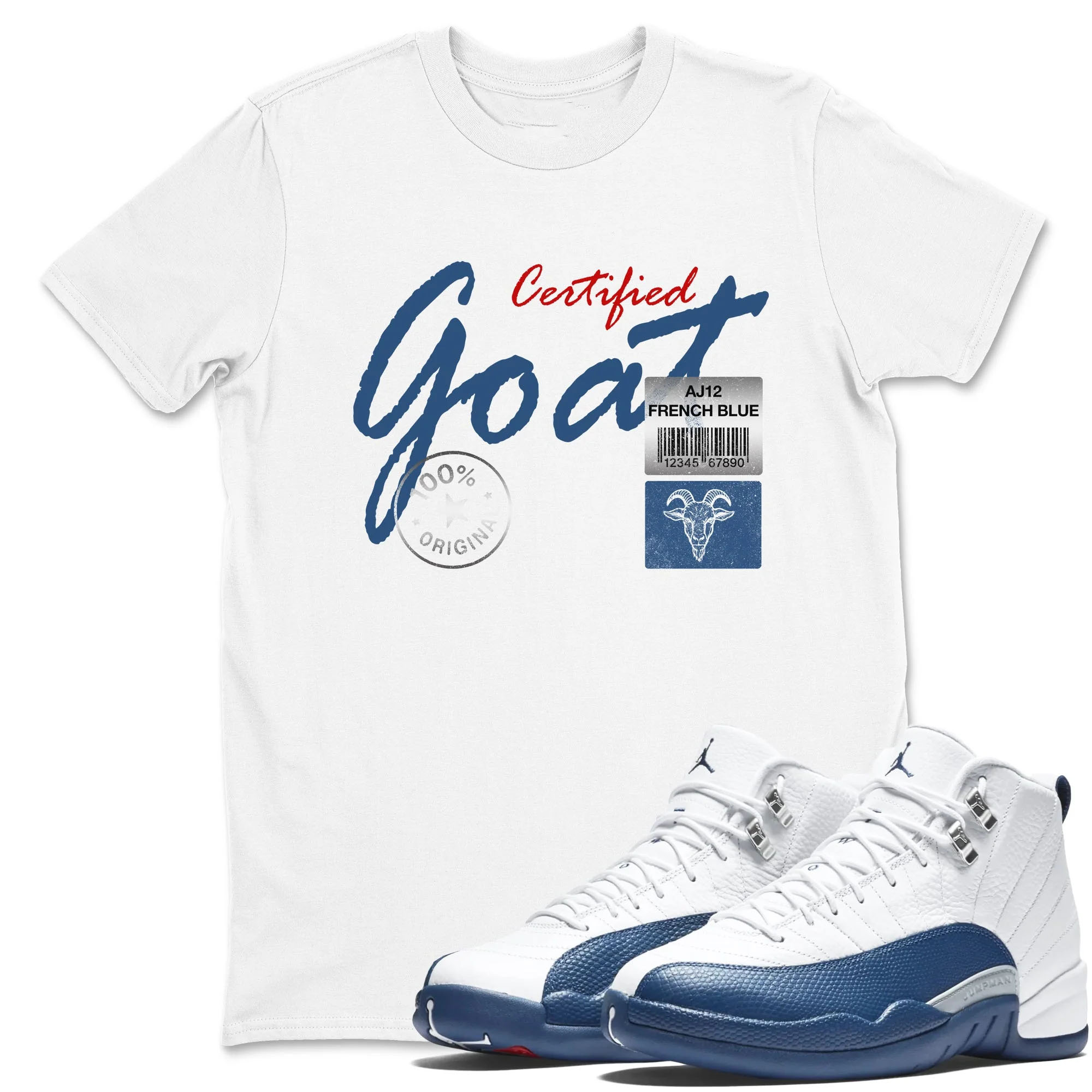 Certified Goat TEEWAVO Sneaker Tees - Air Jordan 12 French Blue