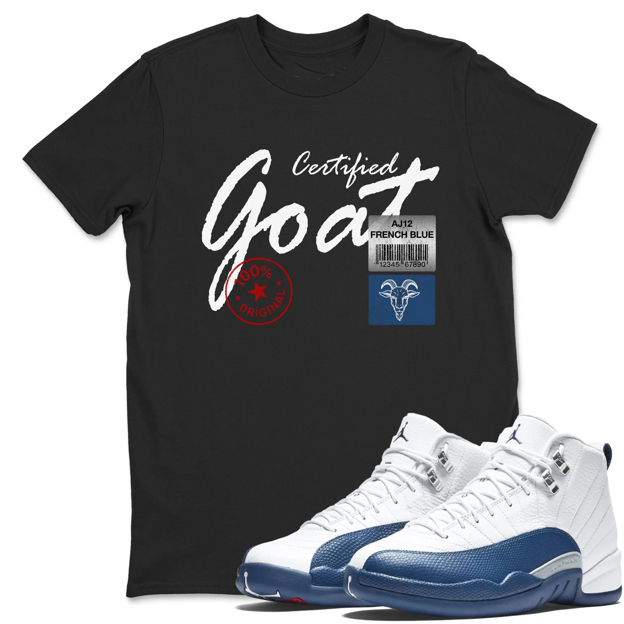 Certified Goat TEEWAVO Sneaker Tees - Air Jordan 12 French Blue