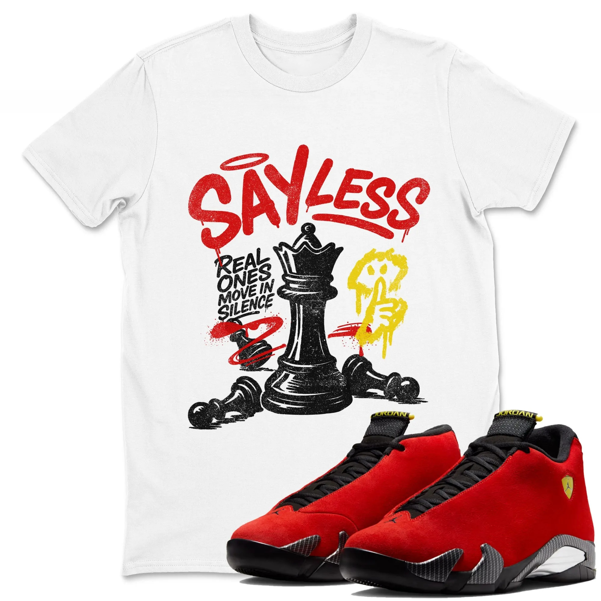 Say Less Sneaker Tees - Air Jordan 14 Challenge Red