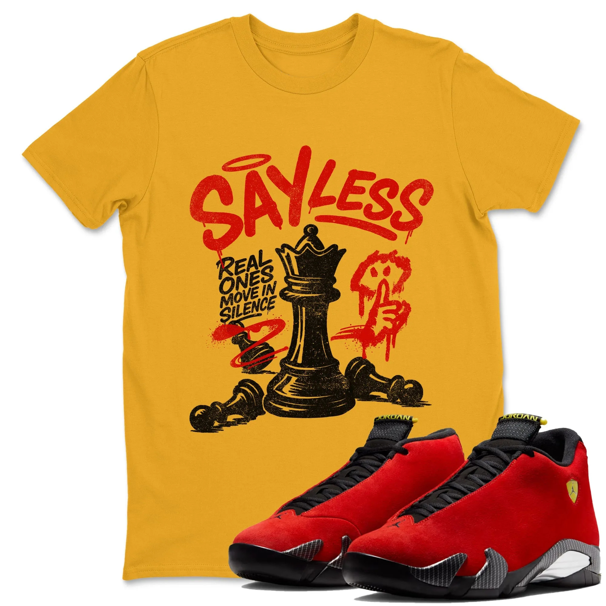 Say Less Sneaker Tees - Air Jordan 14 Challenge Red