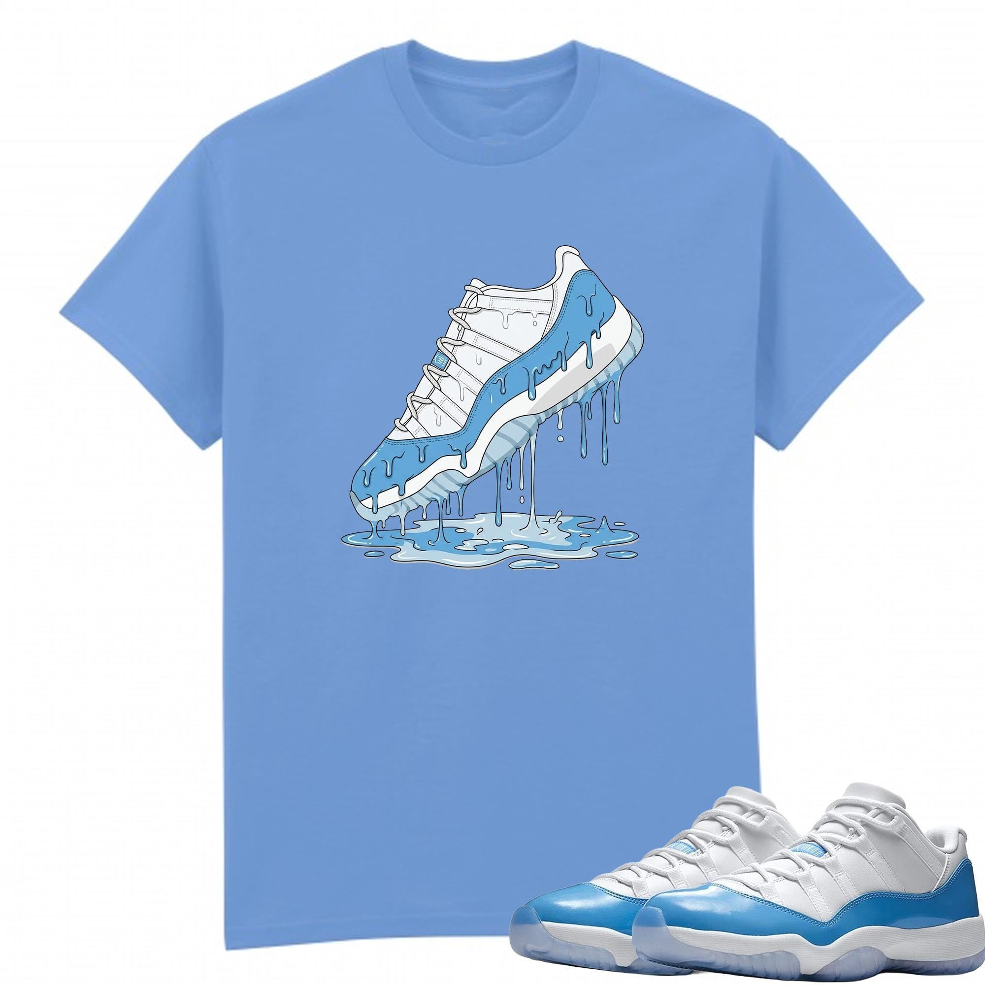 Dripping Shoe T Shirt White to Match Jordan 11 Low University Blue