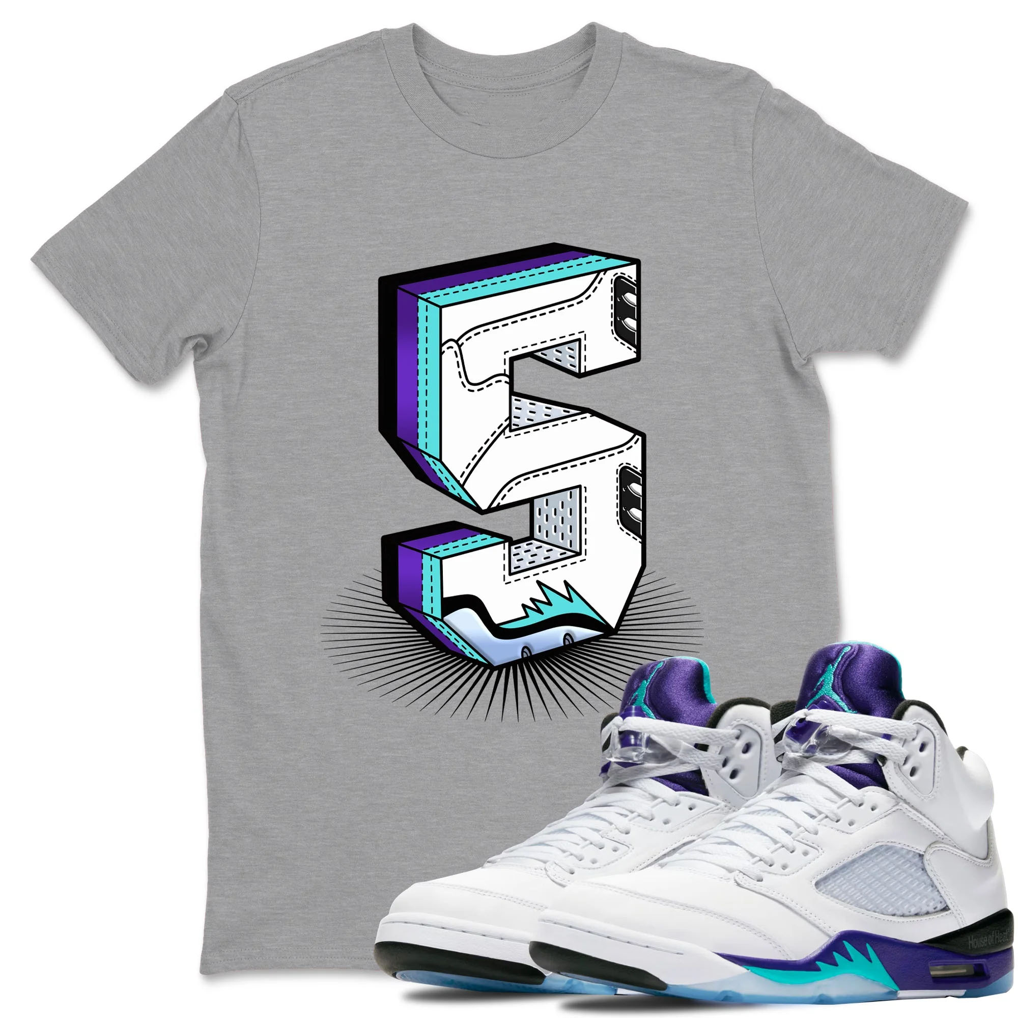 Cartoon Hands Sneaker Tees - Air Jordan 5 Grape