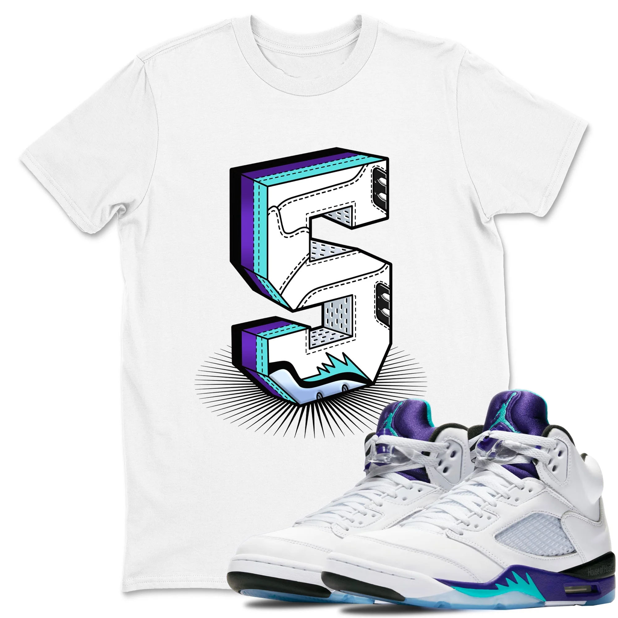 Cartoon Hands Sneaker Tees - Air Jordan 5 Grape
