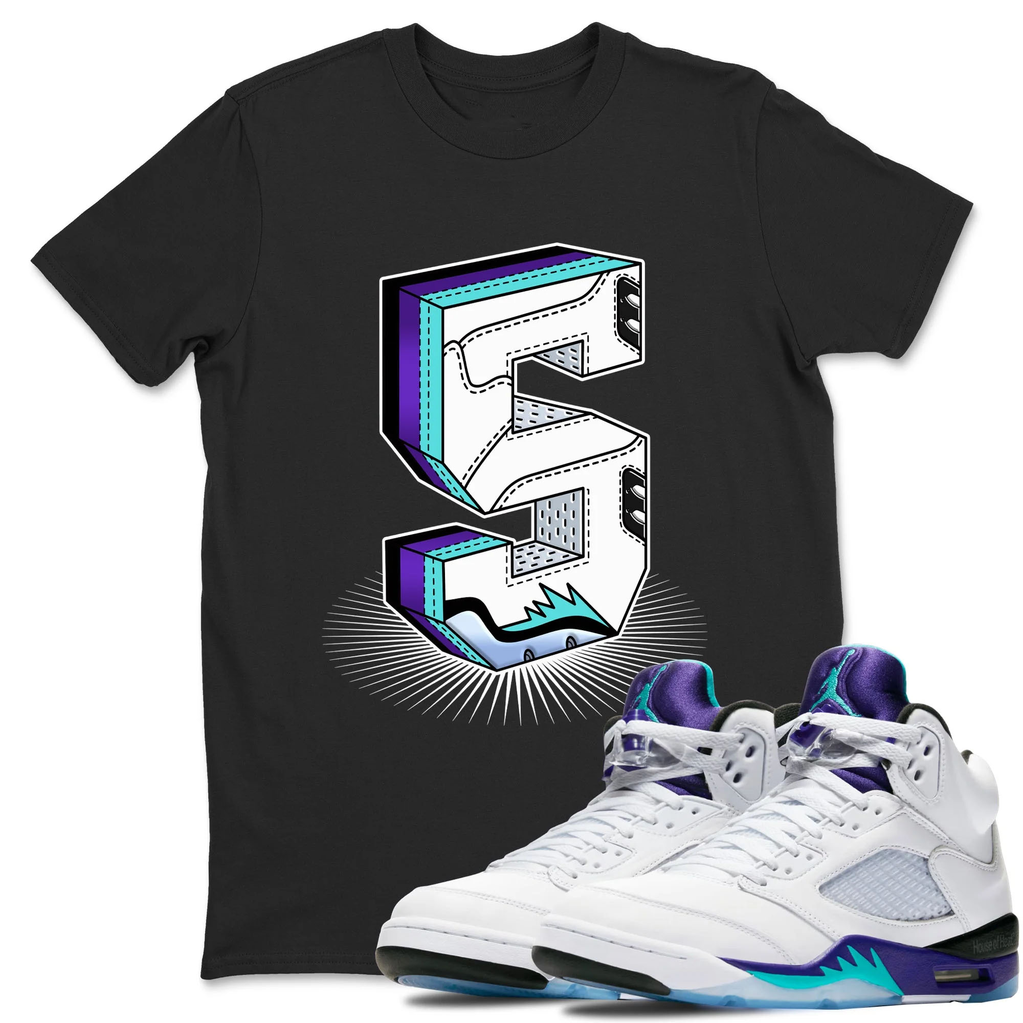 Cartoon Hands Sneaker Tees - Air Jordan 5 Grape