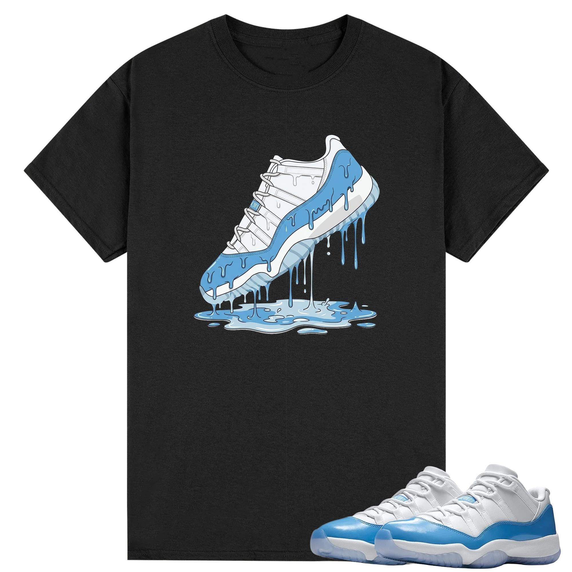 Dripping Shoe T Shirt White to Match Jordan 11 Low University Blue