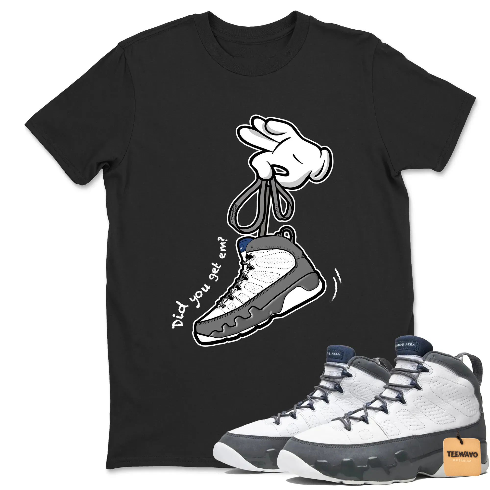 Cartoon Hands Sneaker Tees - Air Joordan 9 Flint Grey