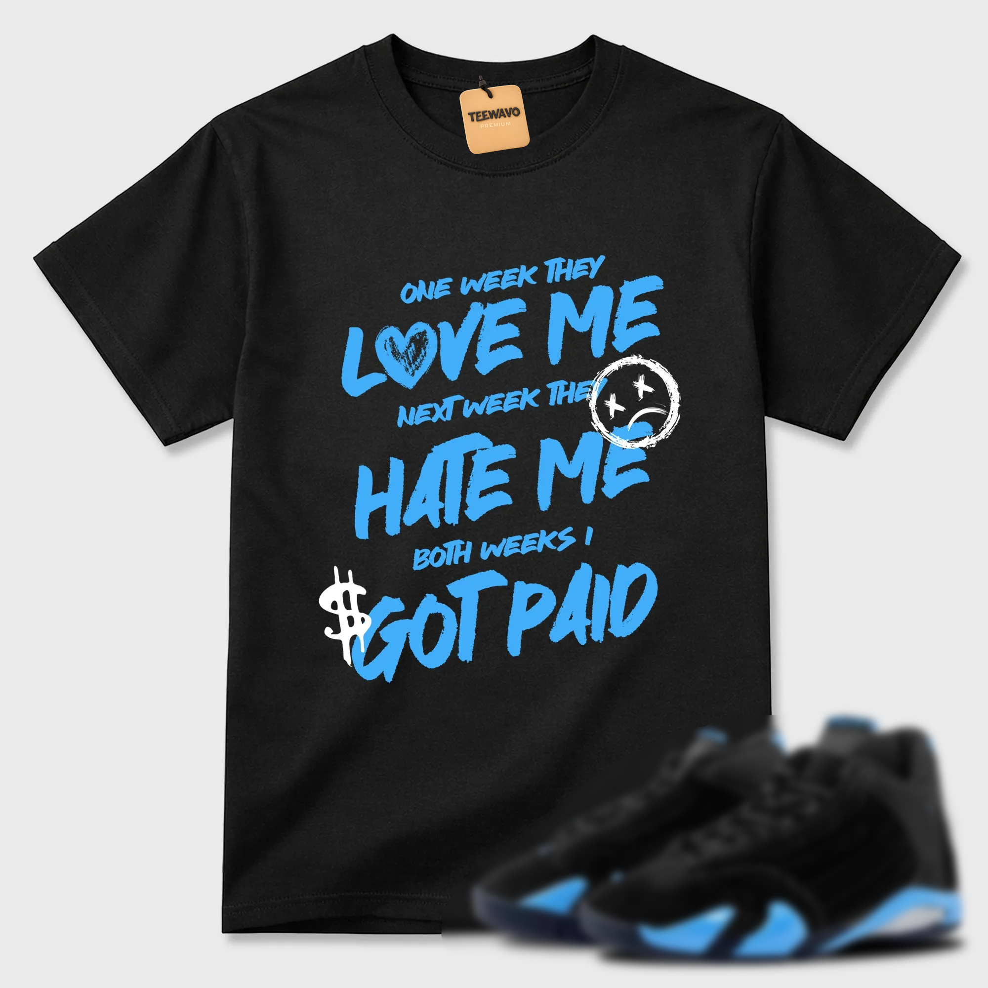 I Got Paid  Sneaker Tees - AJ 14 University Blue