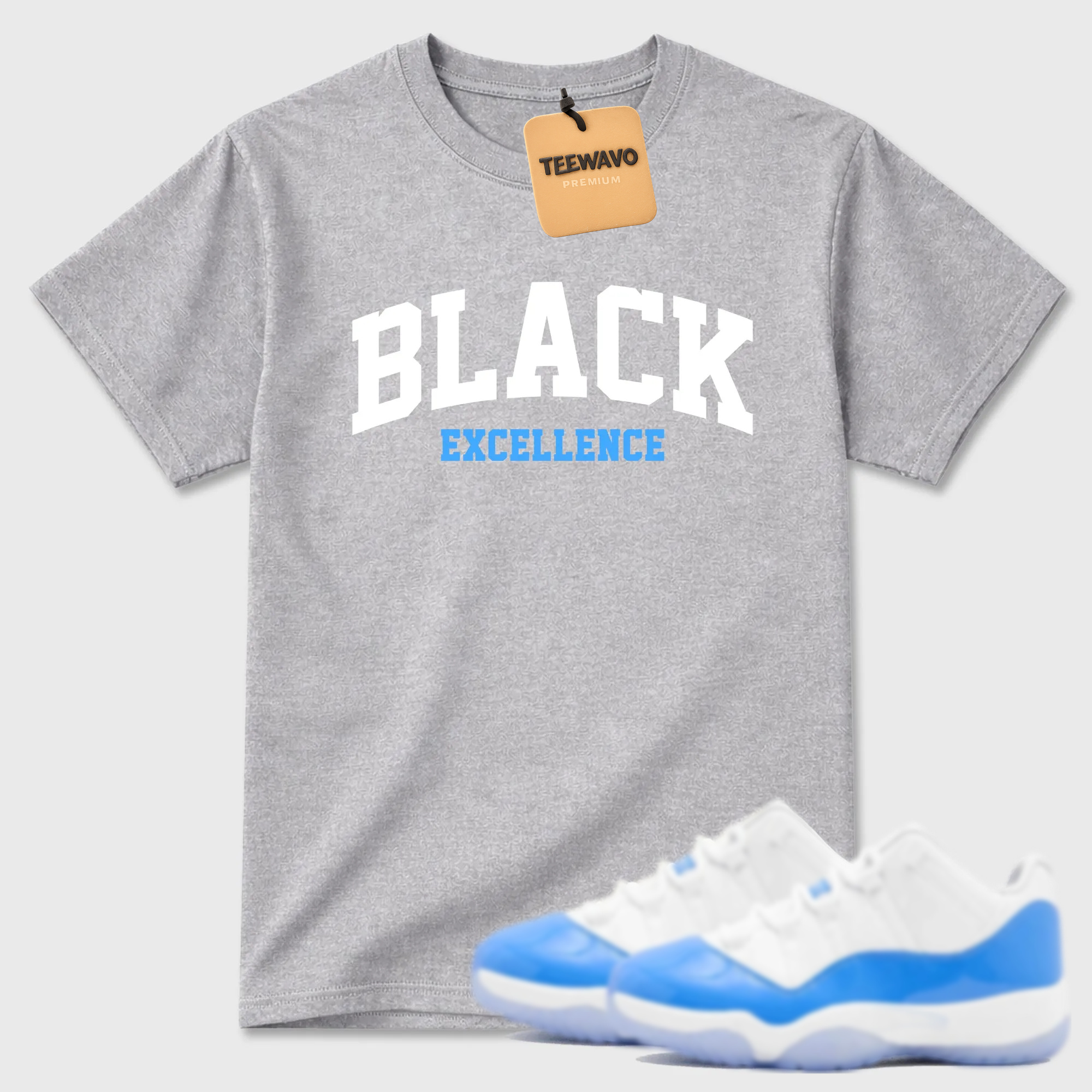 Varsity Black Excellence Sneaker Tees - AJD 11 University Blue