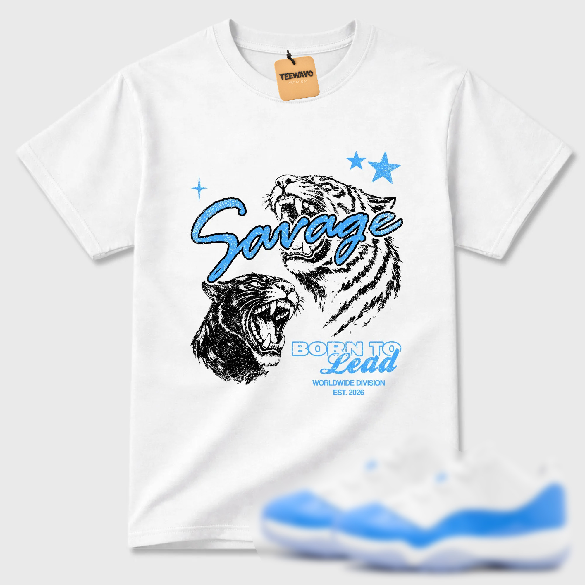 Vintage Savage  Sneaker Tees - AJD 11 University Blue