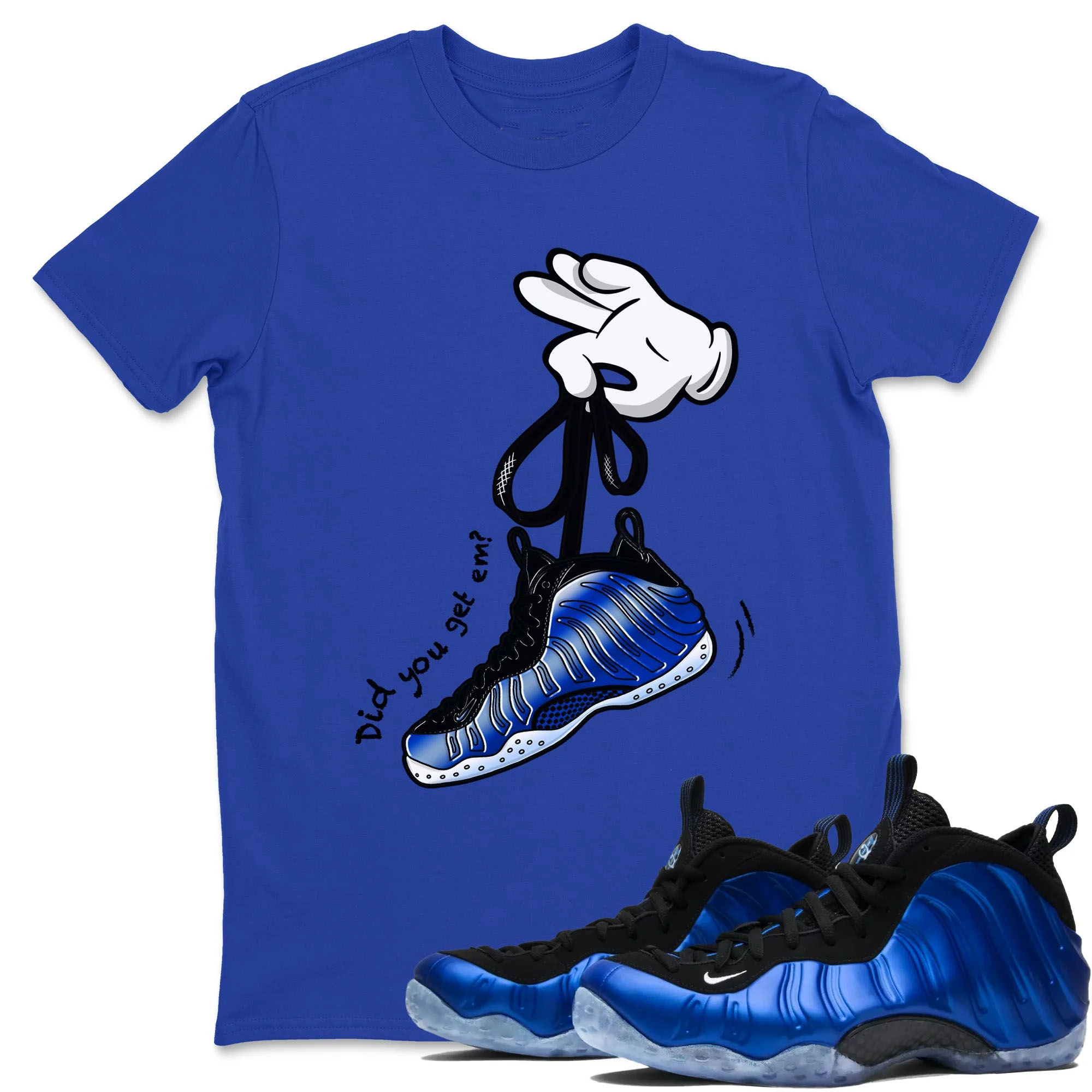 Cartoon Hands Sneaker Tees - Air Foamposite One Royal