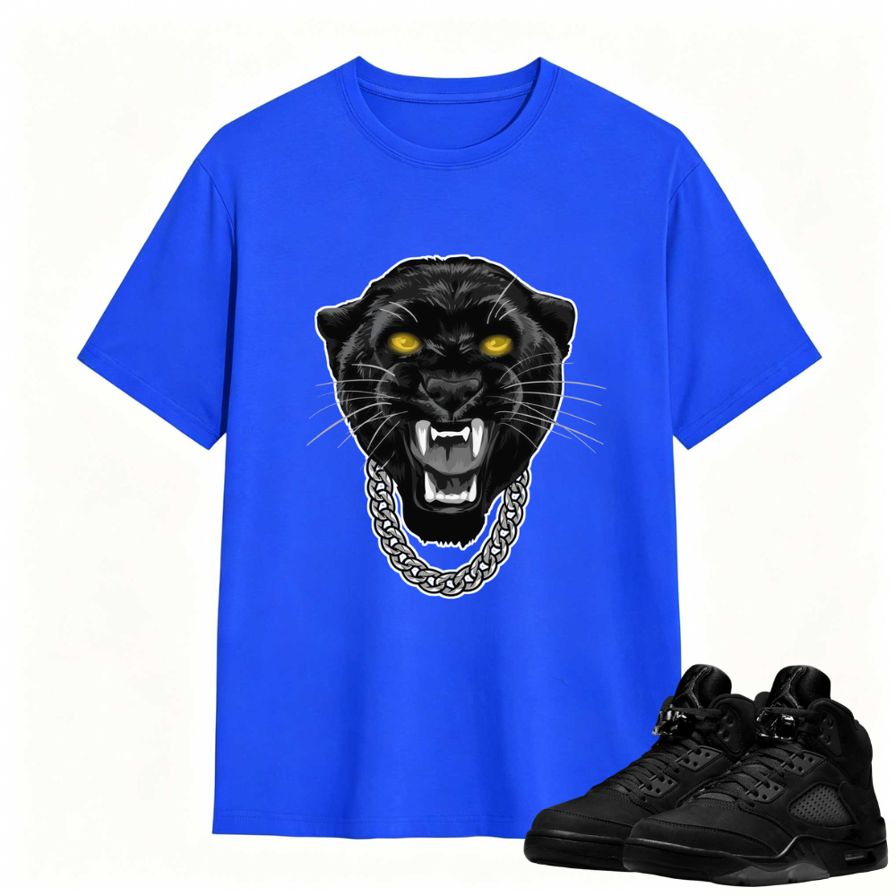 Gangster Black Cat Sneaker Tees - Air Jordan 5 Black Cat