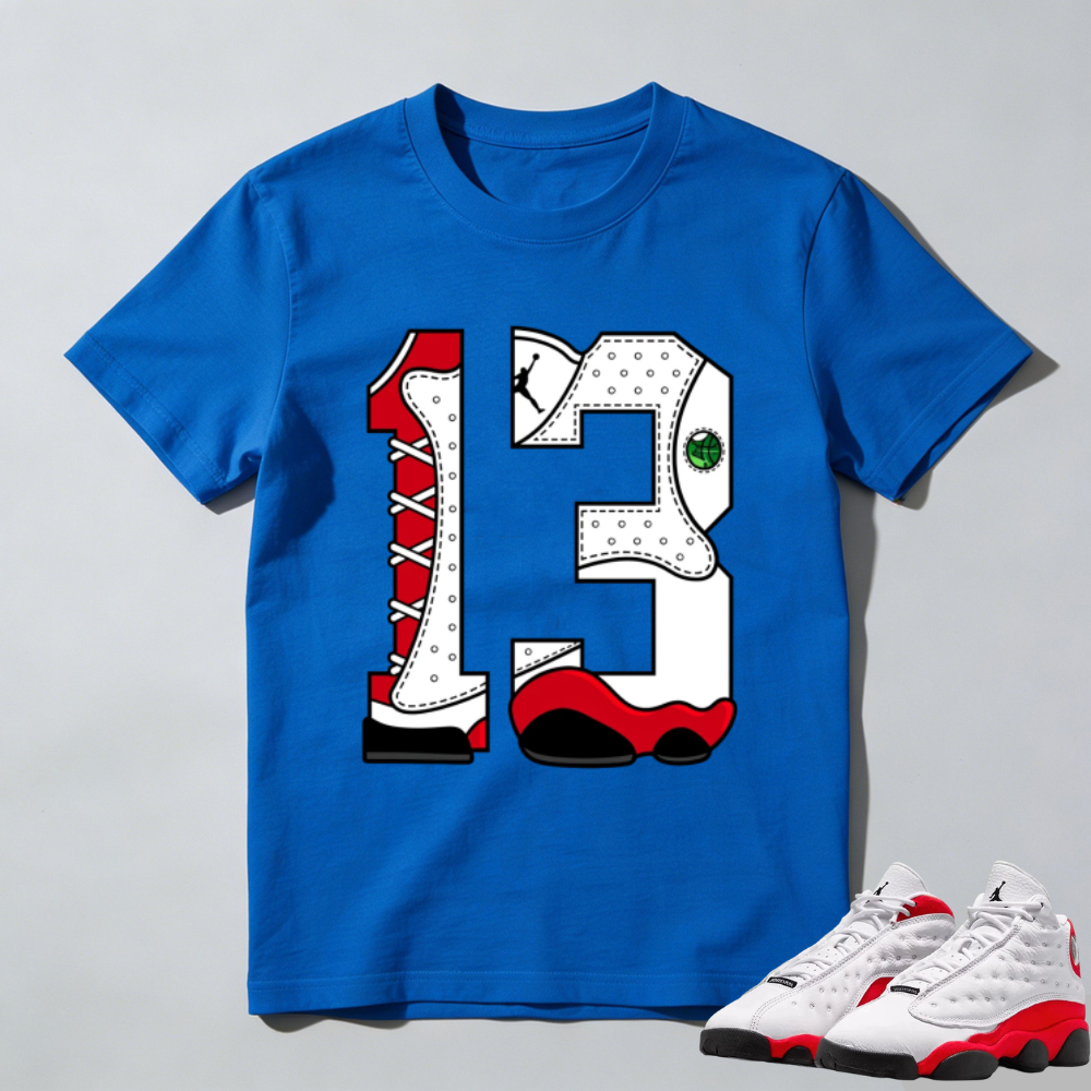 Number Statue TEEWAVO Sneaker Tees - Air Jordan 13 University Red