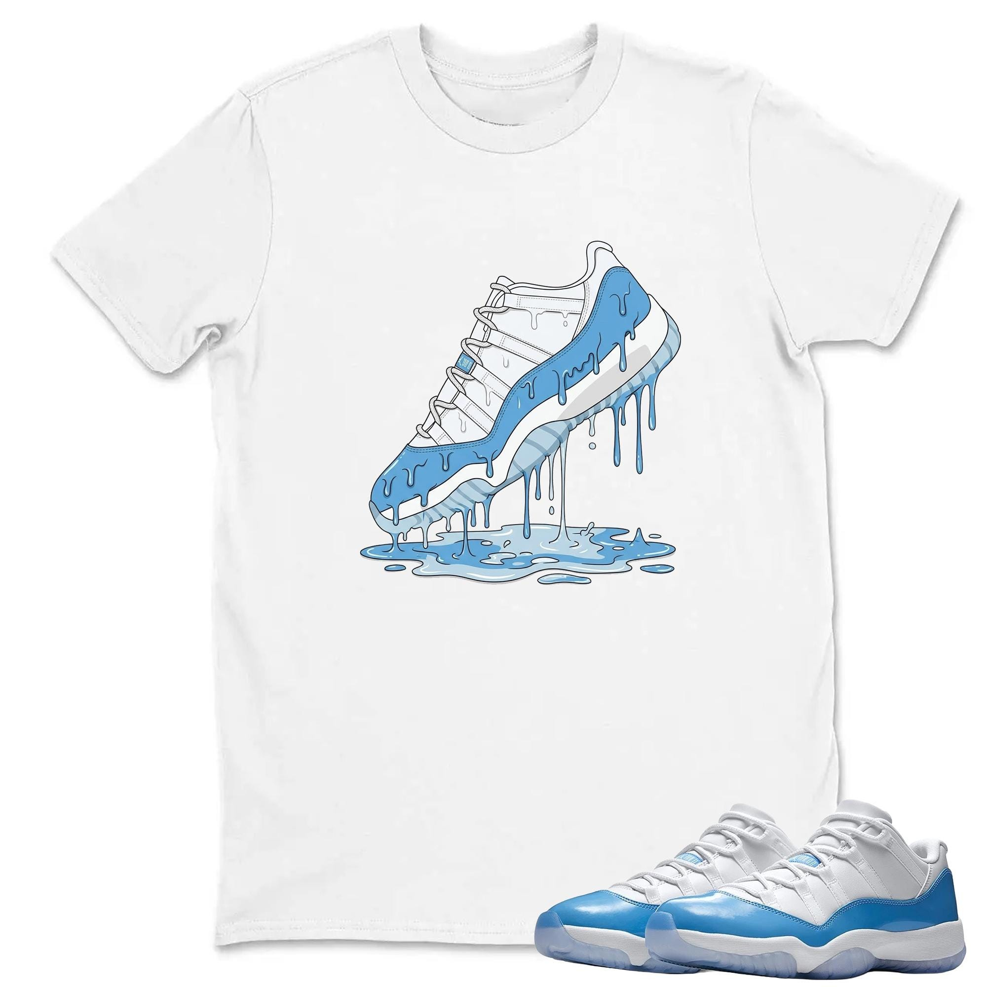 Dripping Shoe T Shirt White to Match Jordan 11 Low University Blue