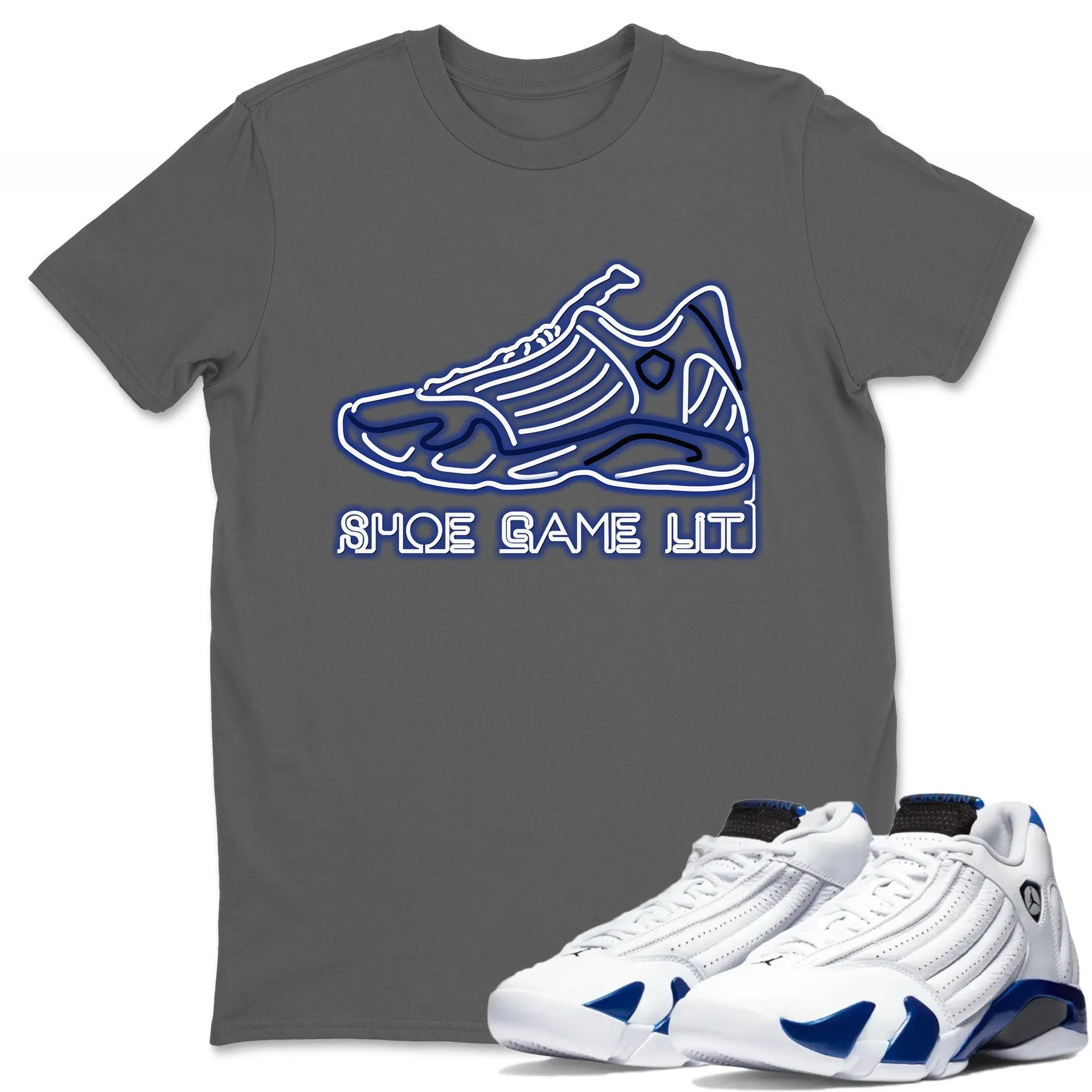 Shoe Game Lit Unisex Tops - Air Jordan 14 Hyper Royal