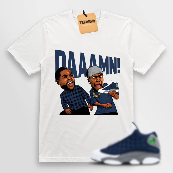 13s Flint Shirt, AJ 13 Flint 2026 Match Tee, Match DAAAMN White Shirt