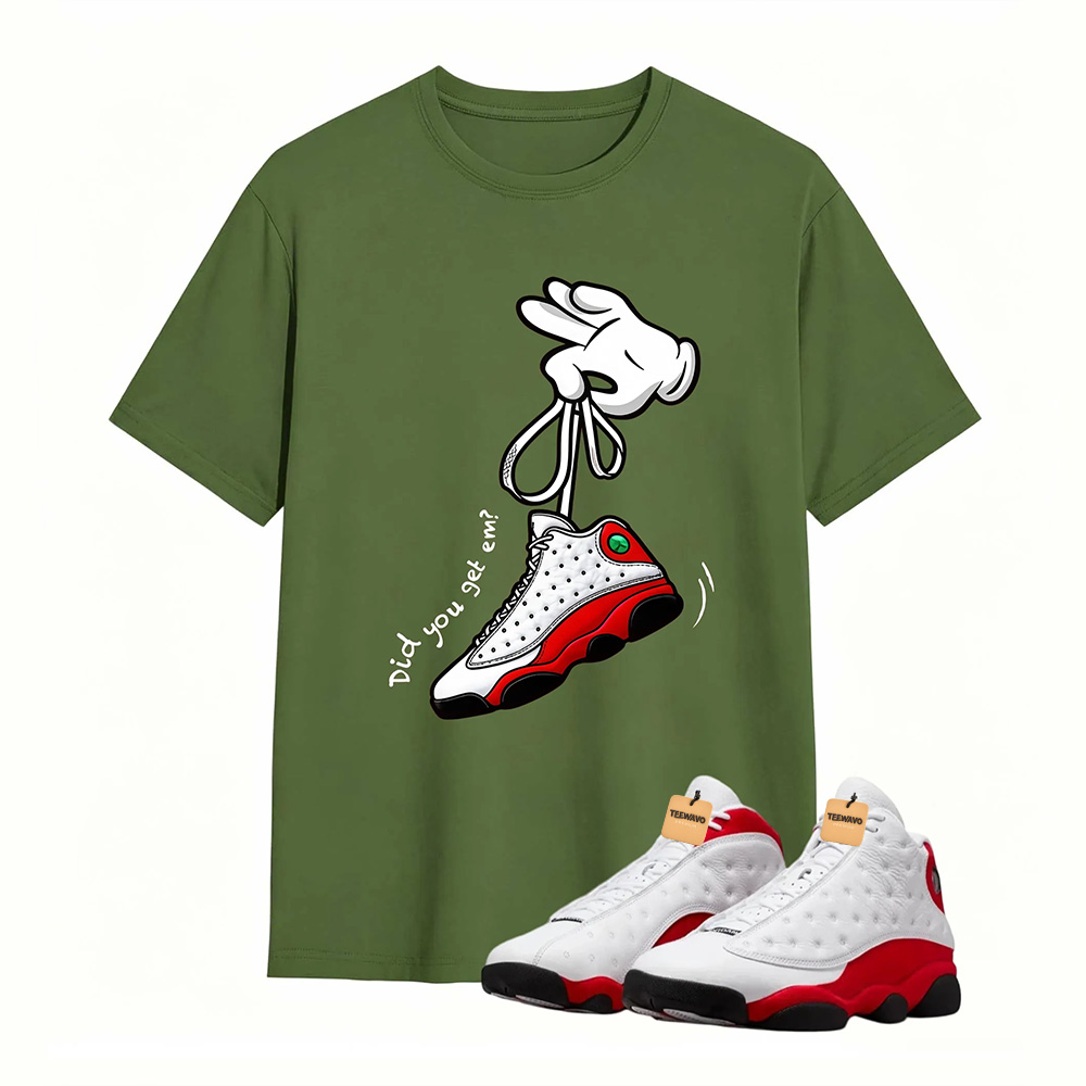 Cartoon Hands Sneaker Tees - Air Jordan 13 University Red