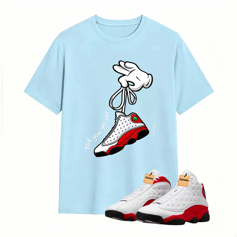 Cartoon Hands Sneaker Tees - Air Jordan 13 University Red