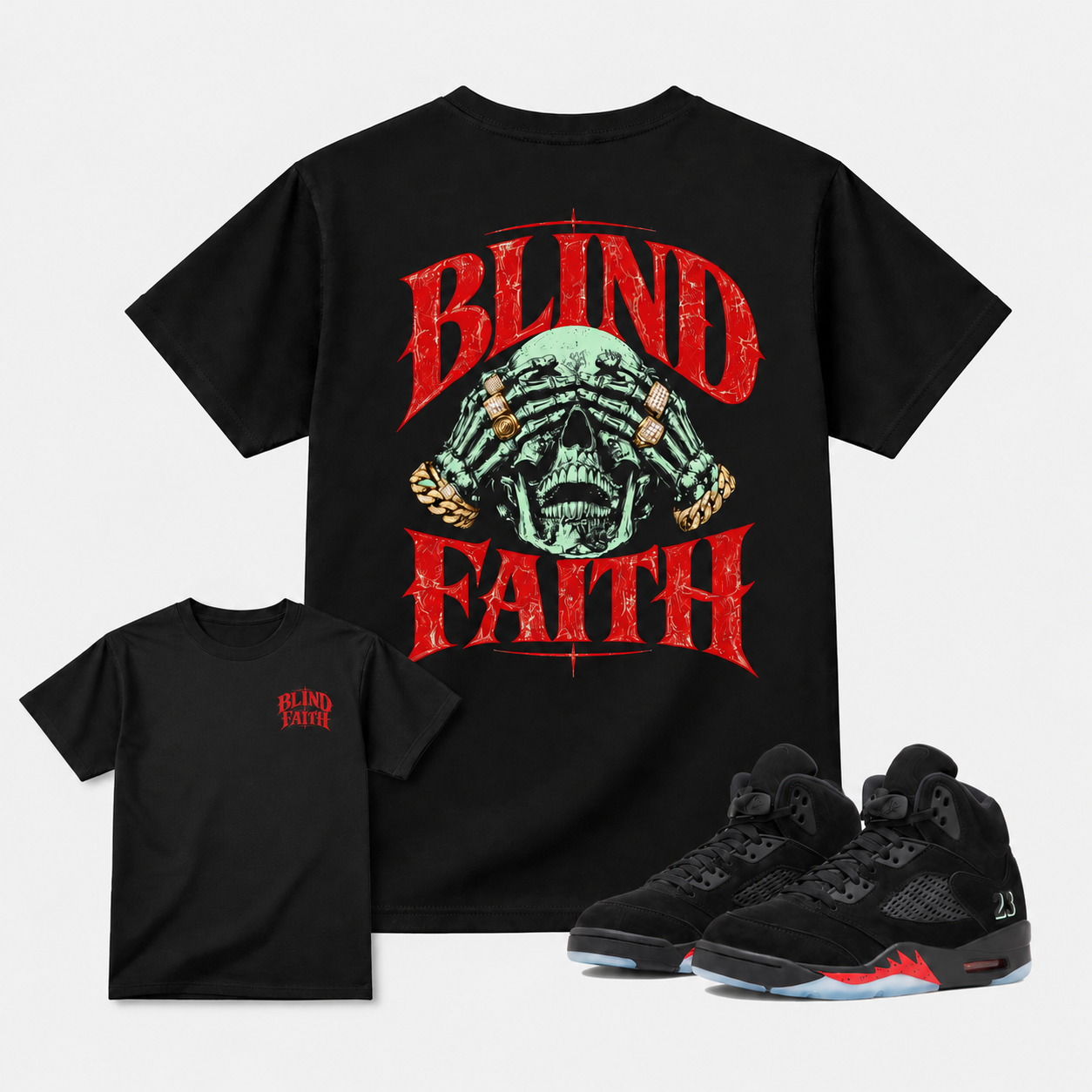 Blind Faith Air Jardan 5 Halloween Matching Graphic Tee
