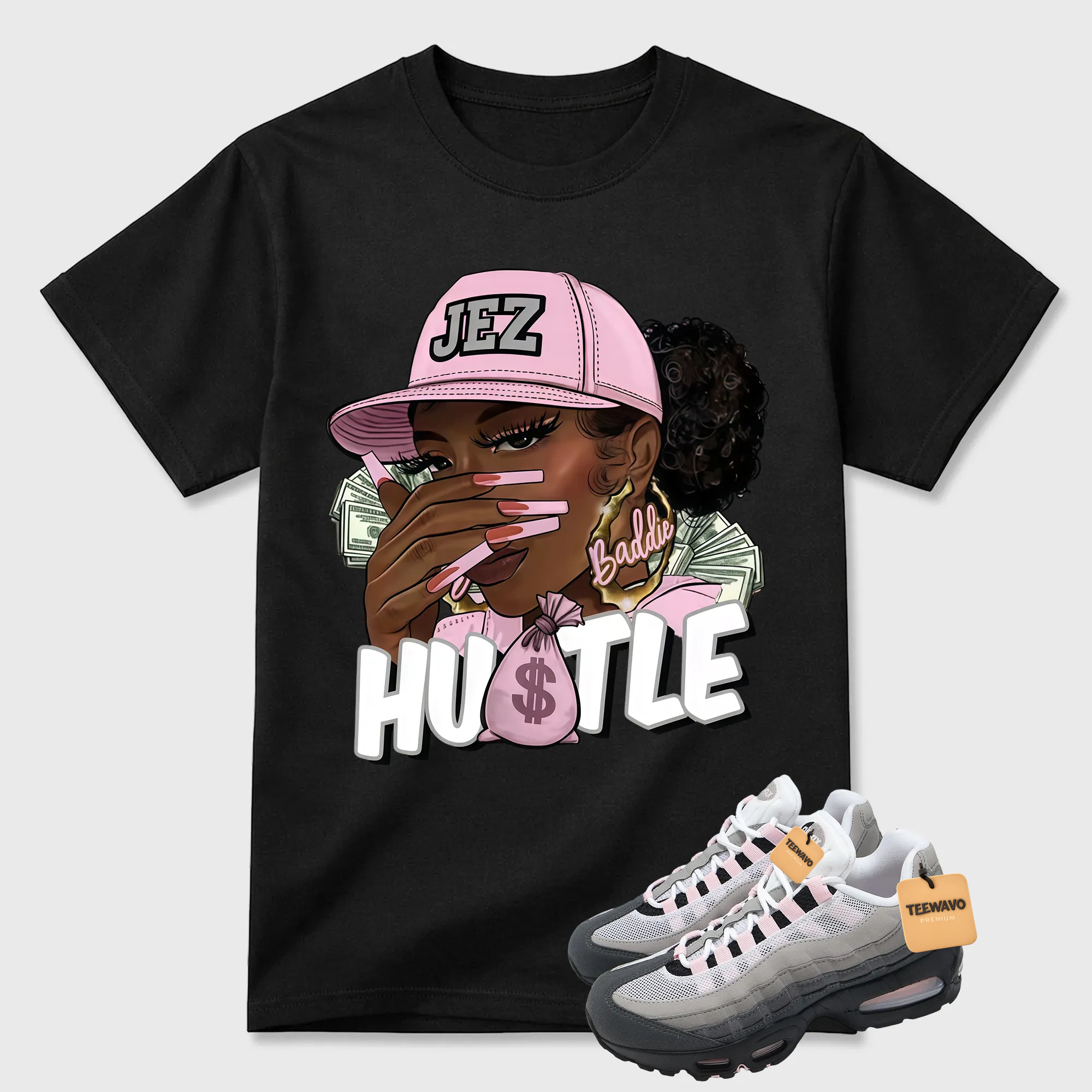Classic 95 Pink Foam Shirt, AM95 Match Tee, BADDIE HUSTLE Tshirt