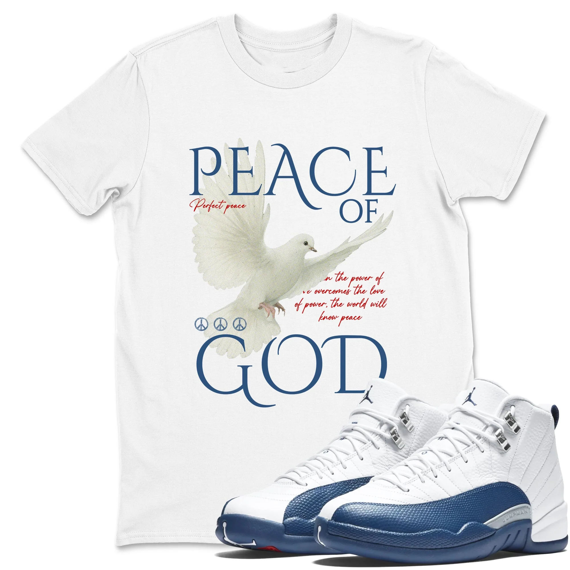 Peace of God TEEWAVO Sneaker Tees - Air Jordan 12 French Blue