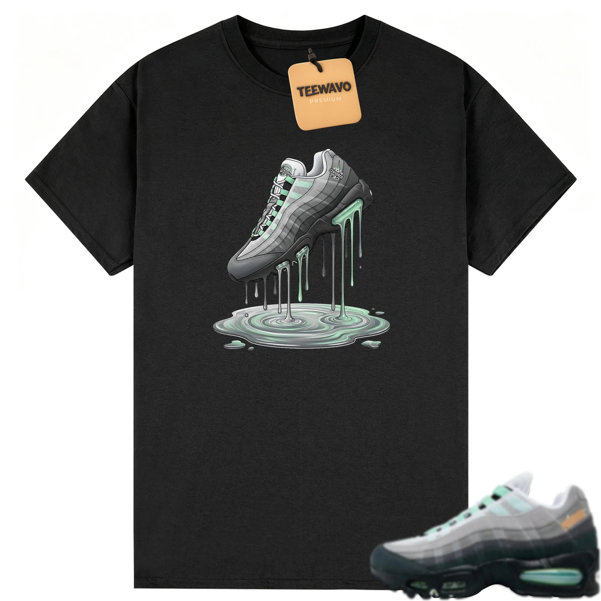 Dripping Shoe Shirt To Match Air Max 95 Fresh Mint OG Big Bubble Green Medium Grey T Shirt Match