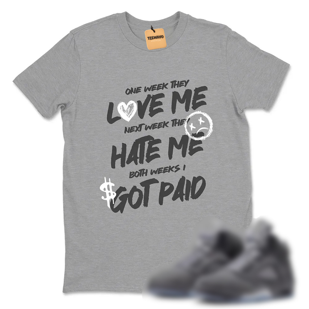 I Got Paid TEEWAVO Sneaker Tees - AJD 5 Wolf Grey