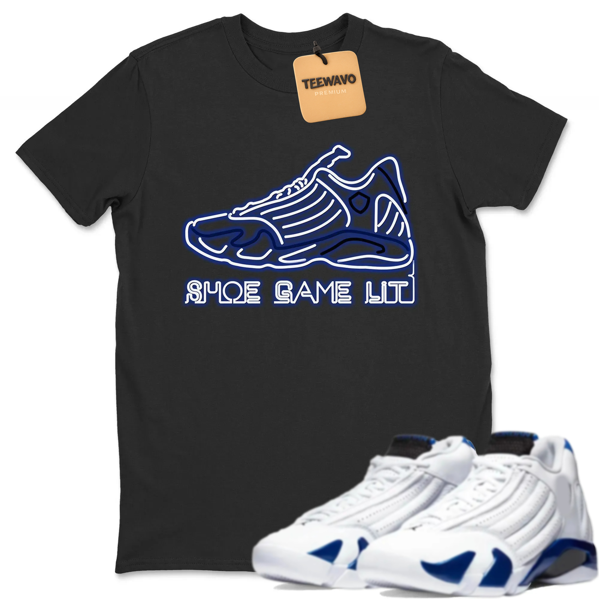 Shoe Game Lit Unisex Tops - AJ 14 Hyper Royal