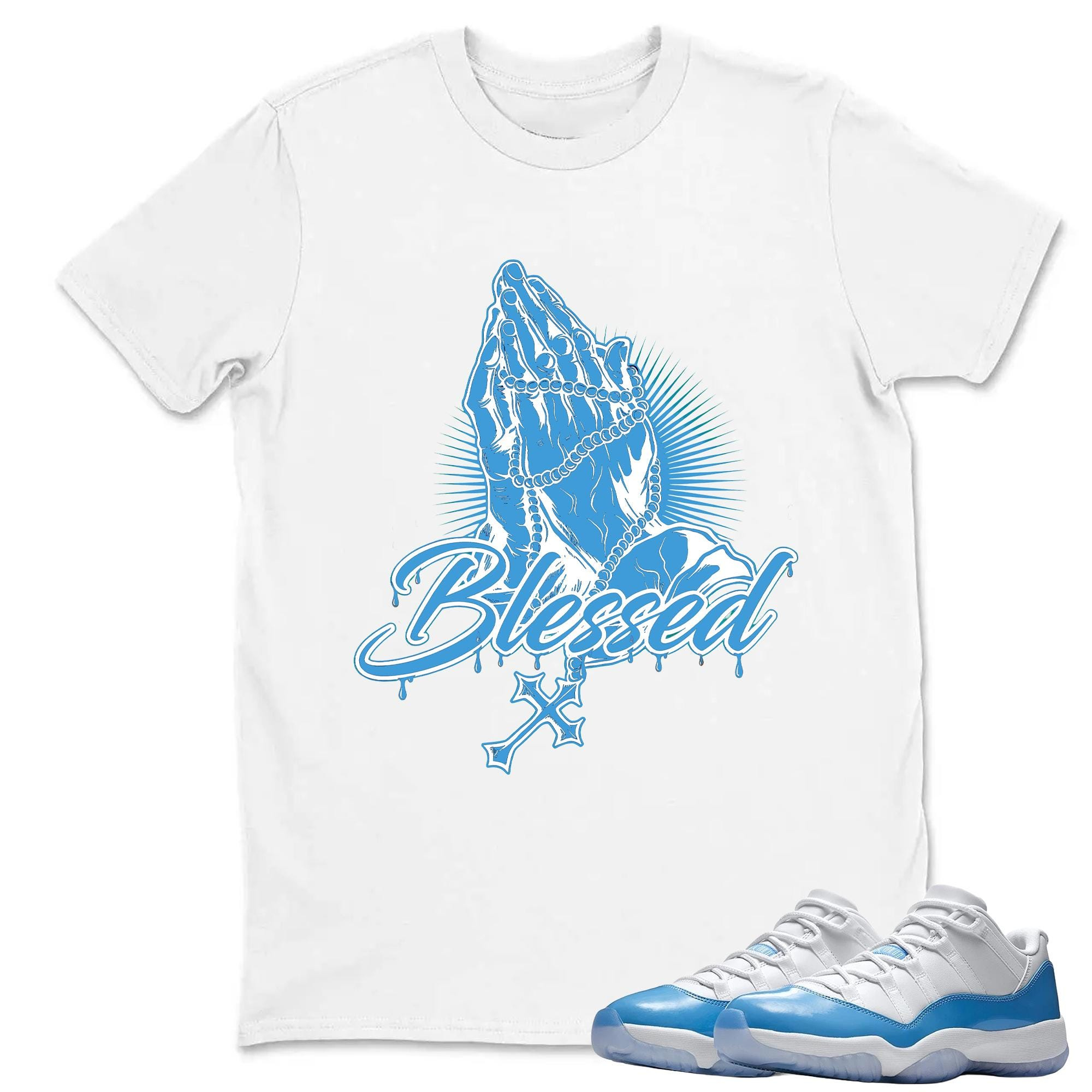 Blessed Shirt White to Match Jordan 11 Low University Blue