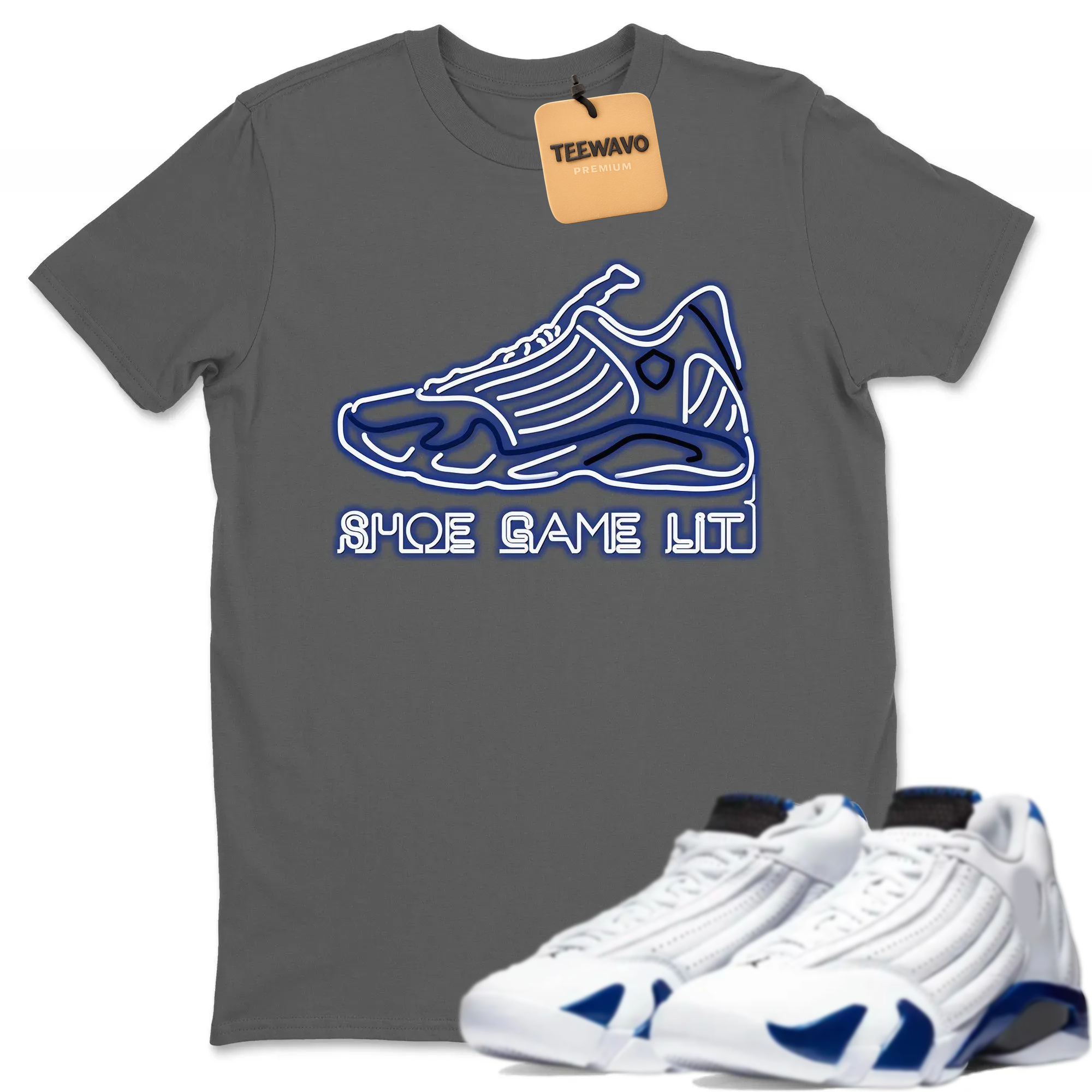 Shoe Game Lit Unisex Tops - AJ 14 Hyper Royal