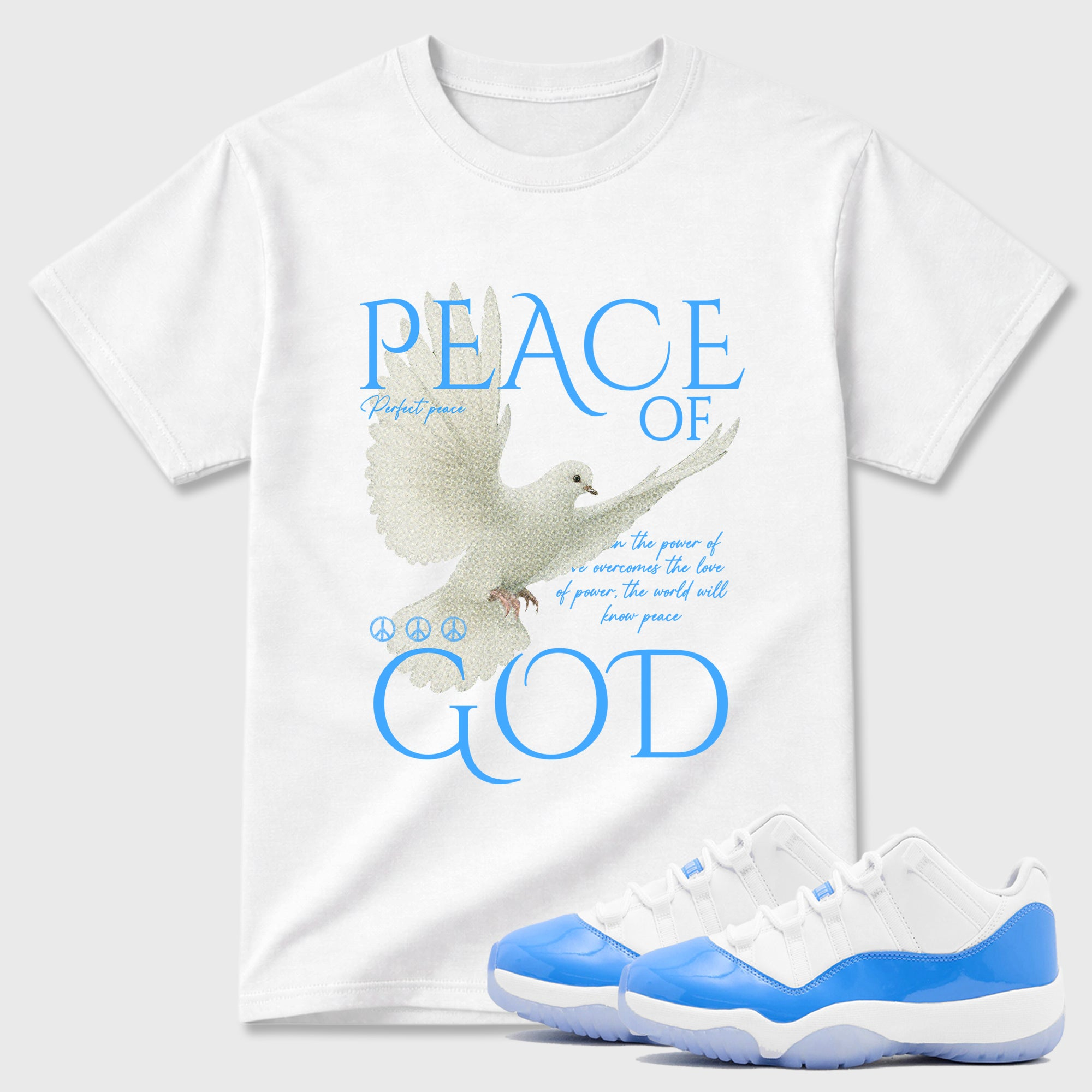 Peace of God Sneaker Tees - Air Jordan 11 University Blue