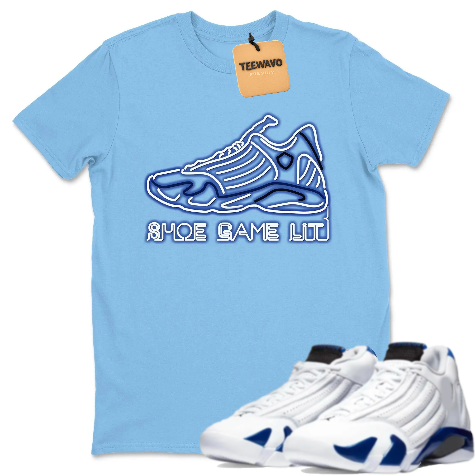Shoe Game Lit Unisex Tops - AJ 14 Hyper Royal