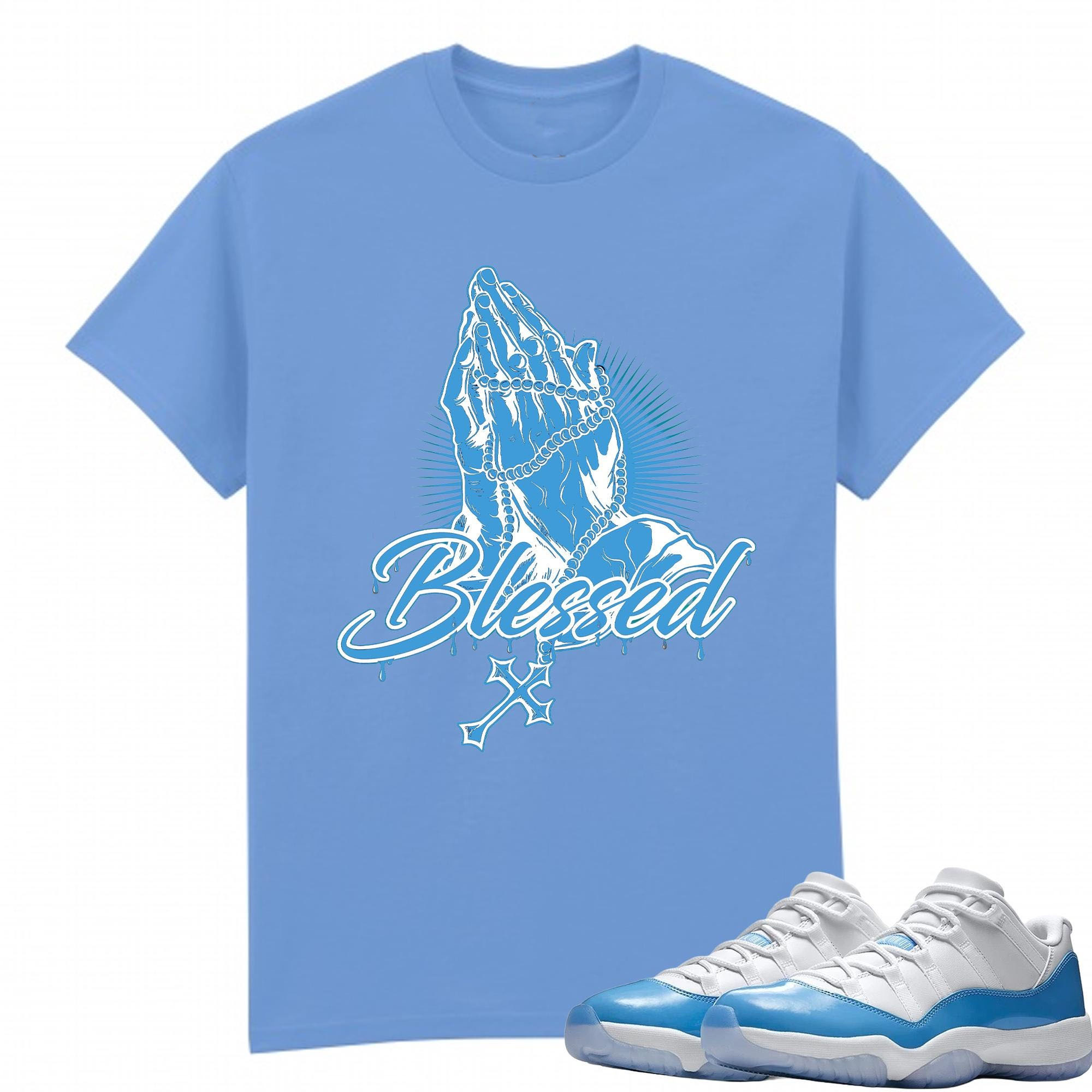 Blessed Shirt White to Match Jordan 11 Low University Blue