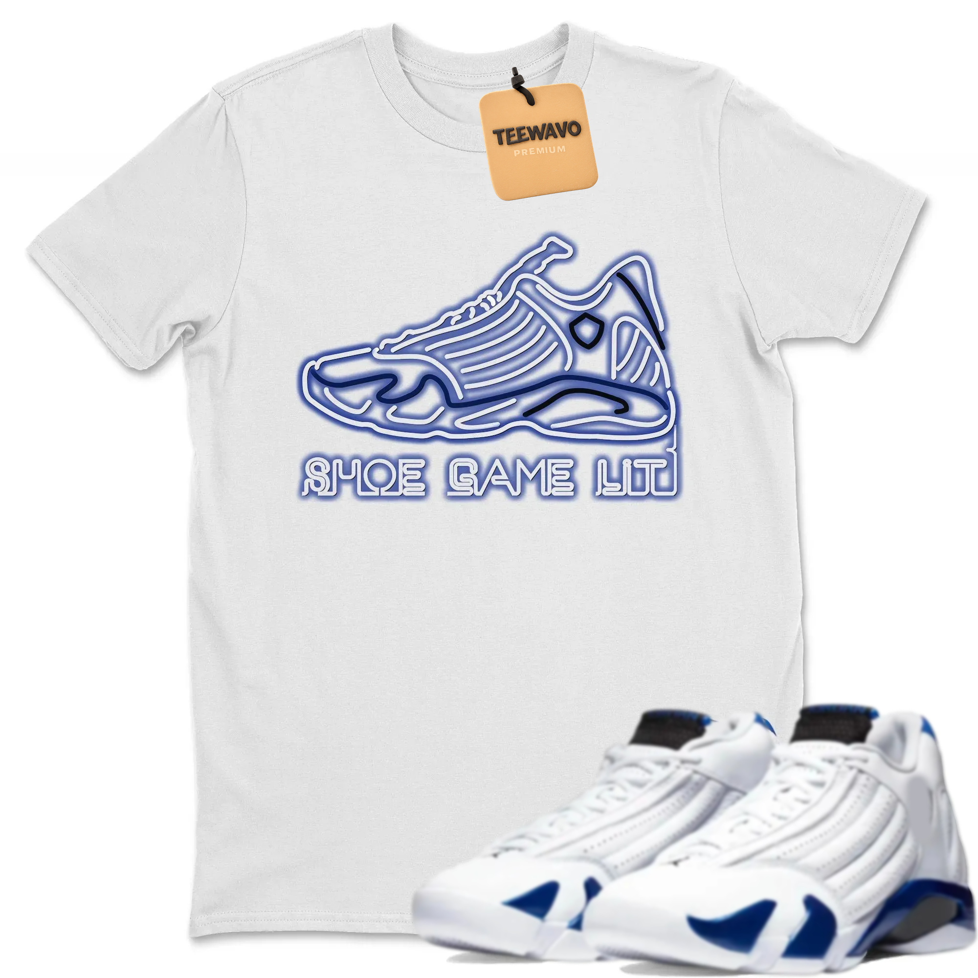 Shoe Game Lit Unisex Tops - AJ 14 Hyper Royal