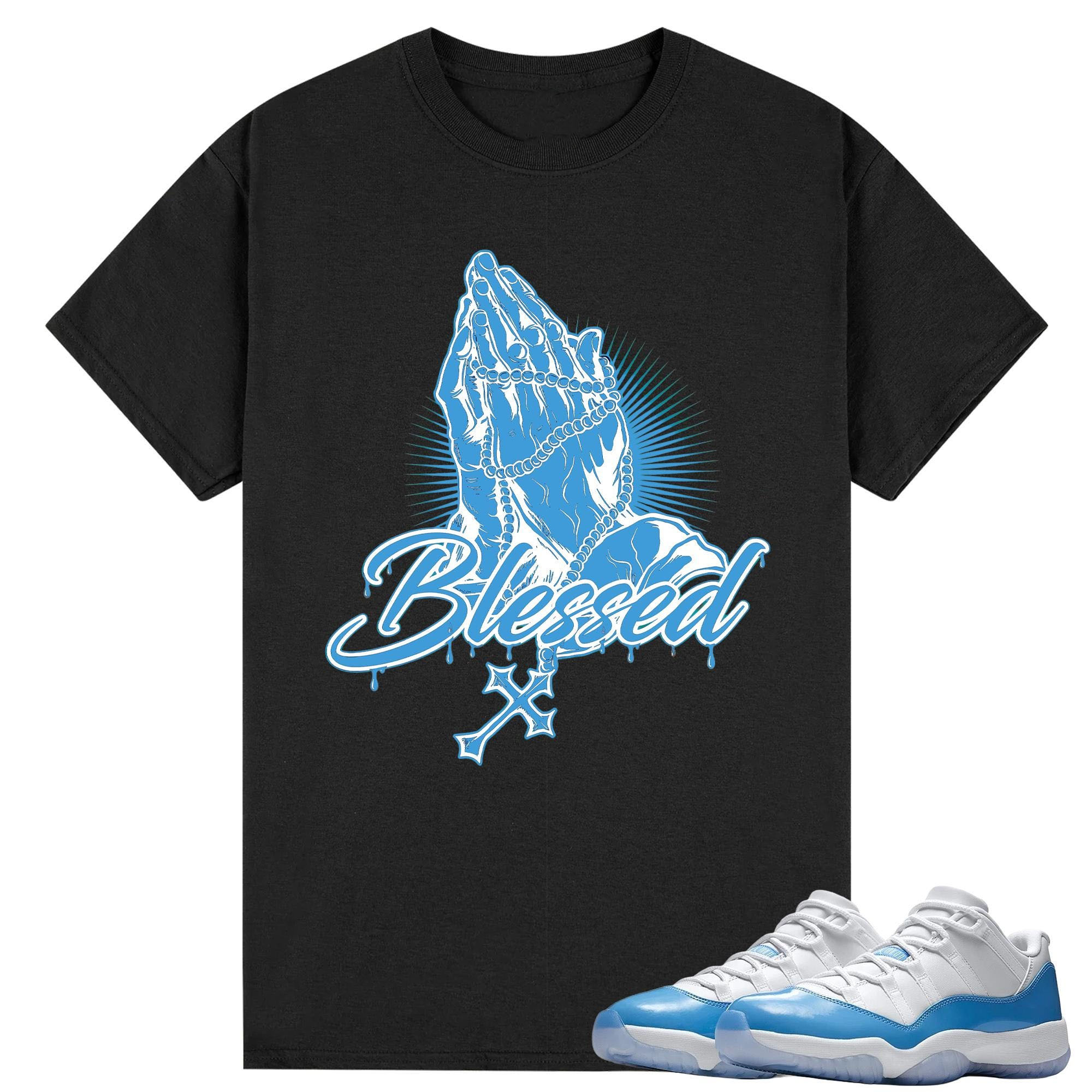 Blessed Shirt White to Match Jordan 11 Low University Blue