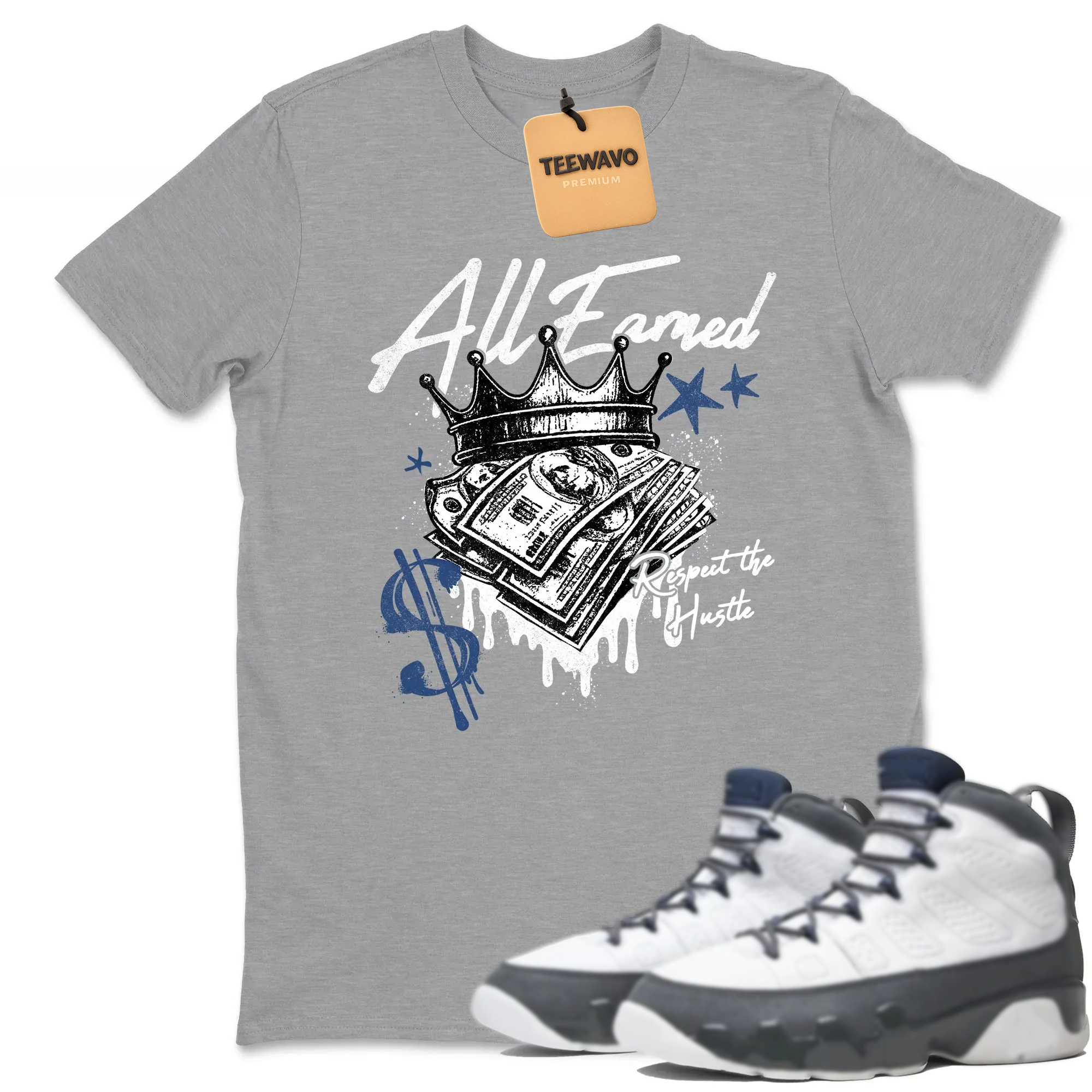All Earned Sneaker Tees - AJ 9 Flint Grey