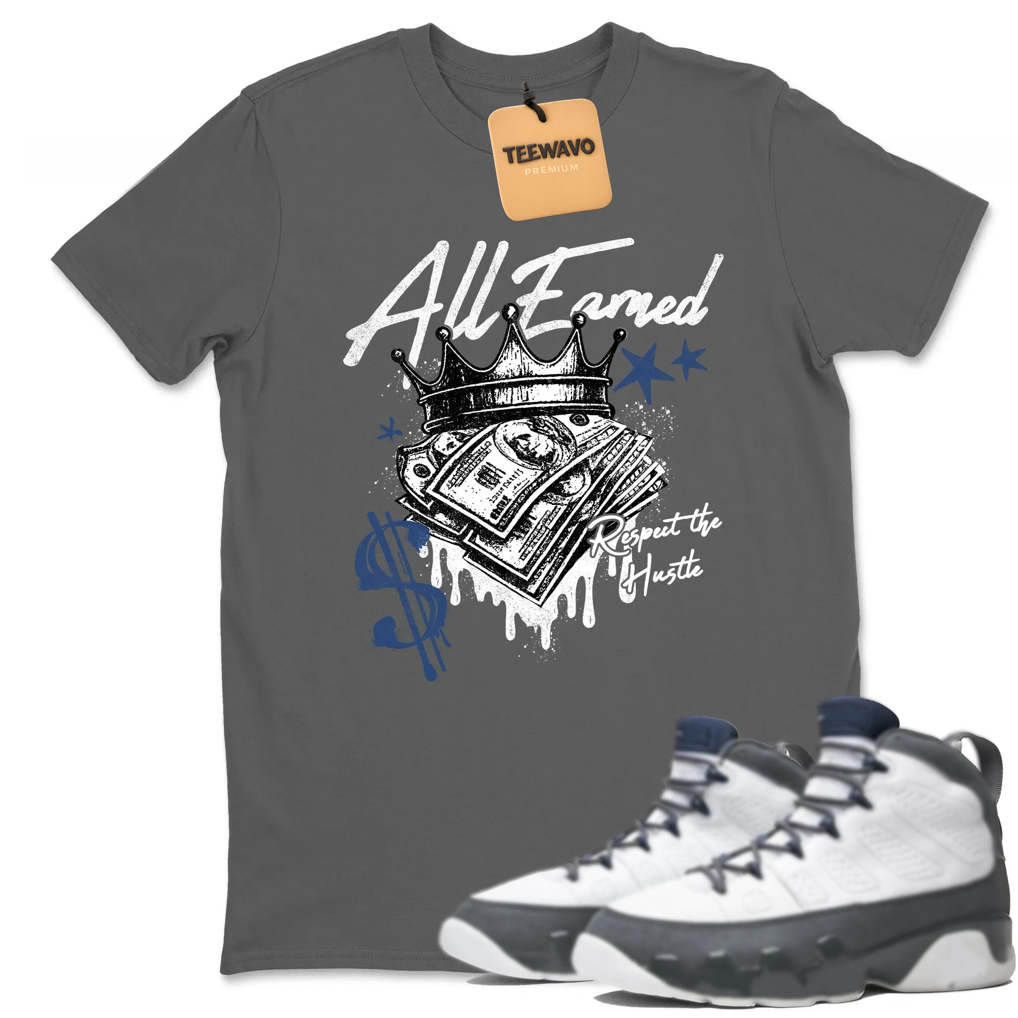 All Earned Sneaker Tees - AJ 9 Flint Grey