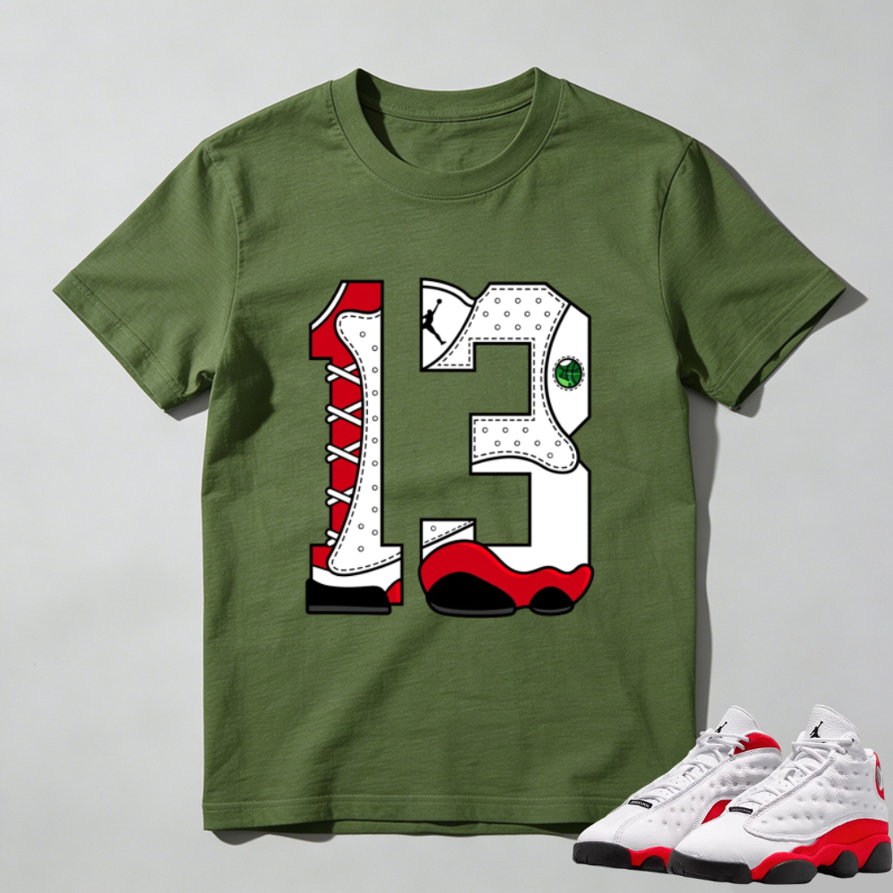 Number Statue TEEWAVO Sneaker Tees - Air Jordan 13 University Red