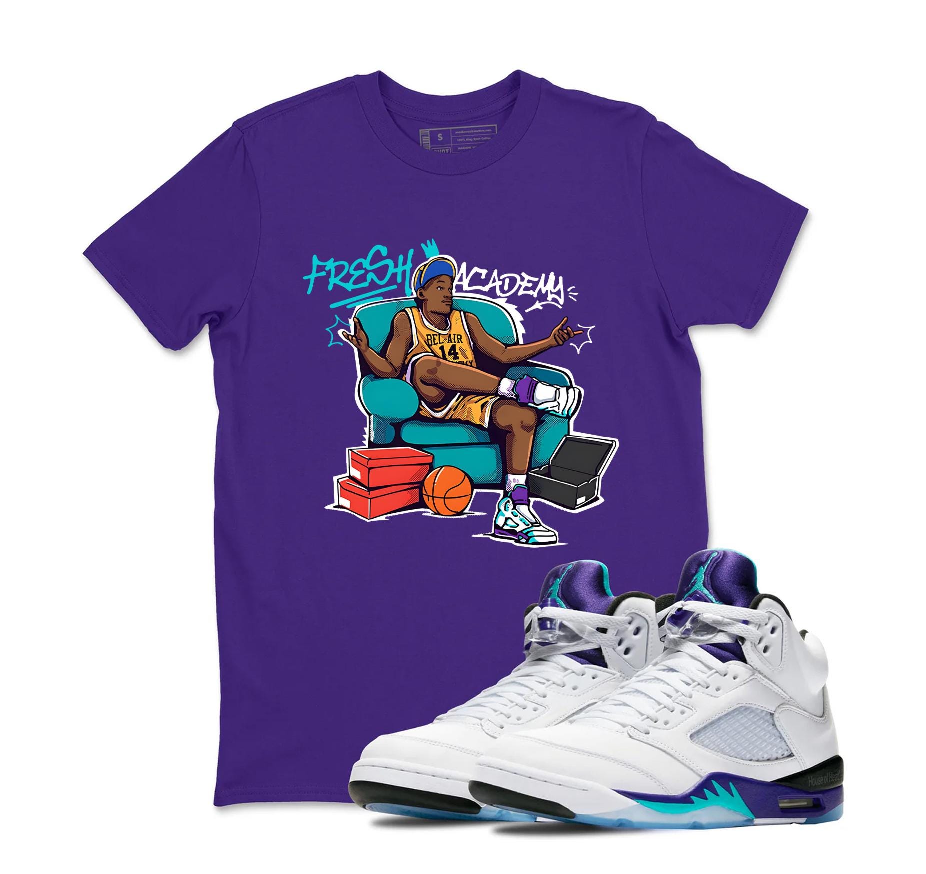 Air Jordan Sneaker Matching Shirt Retro Grape 5s - Fresh Academy Shirt To Match