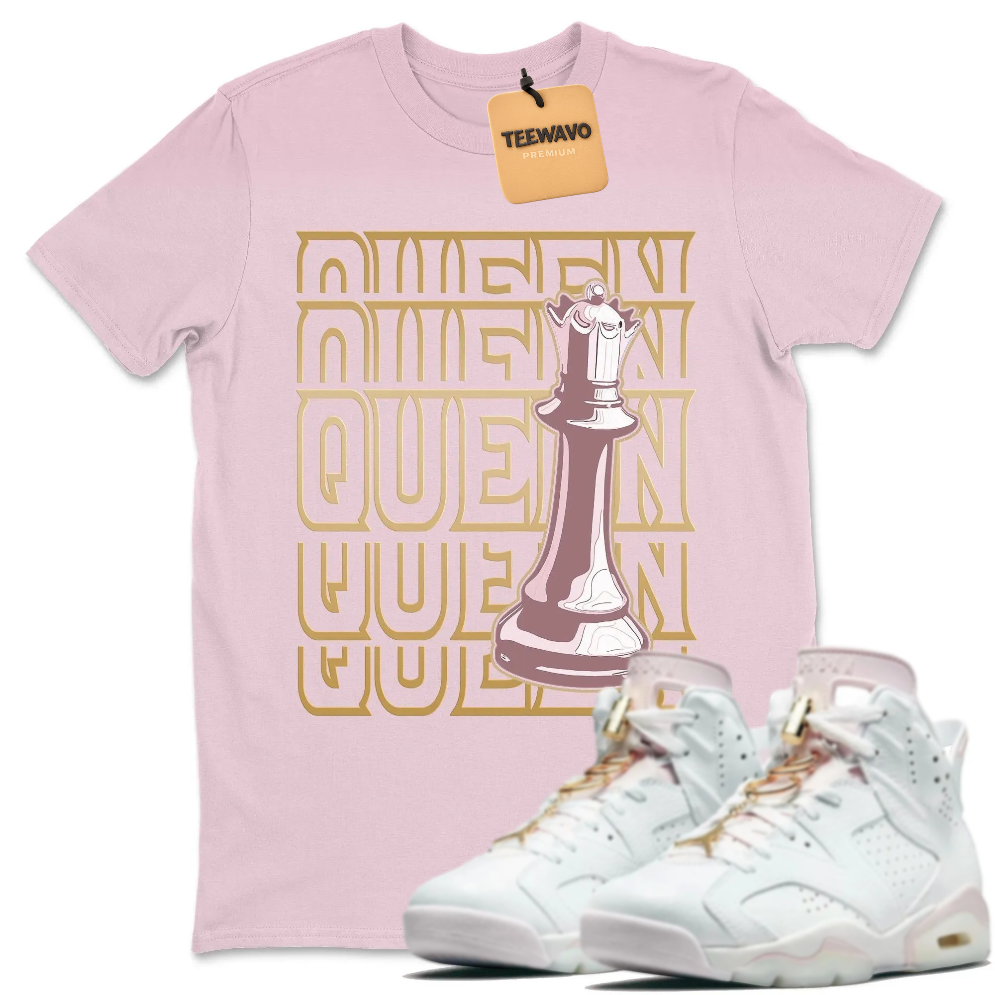 Queen Unisex Tops - Air Joardan 6 Gold Hoops