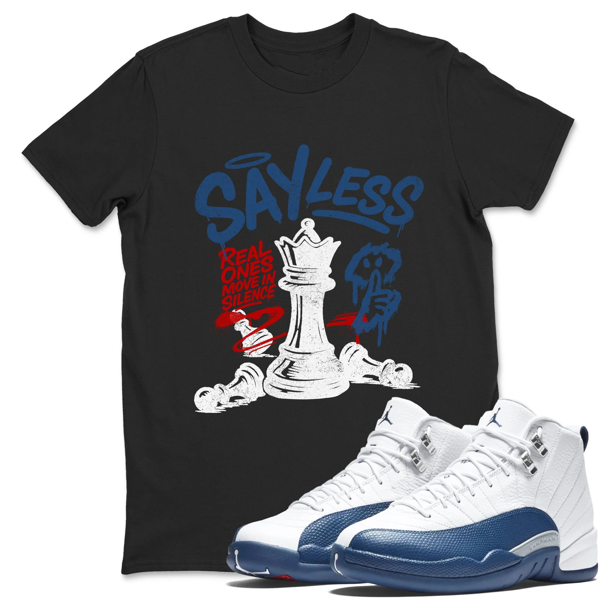 Say Less TEEWAVO Sneaker Tees - Air Jordan 12 French Blue