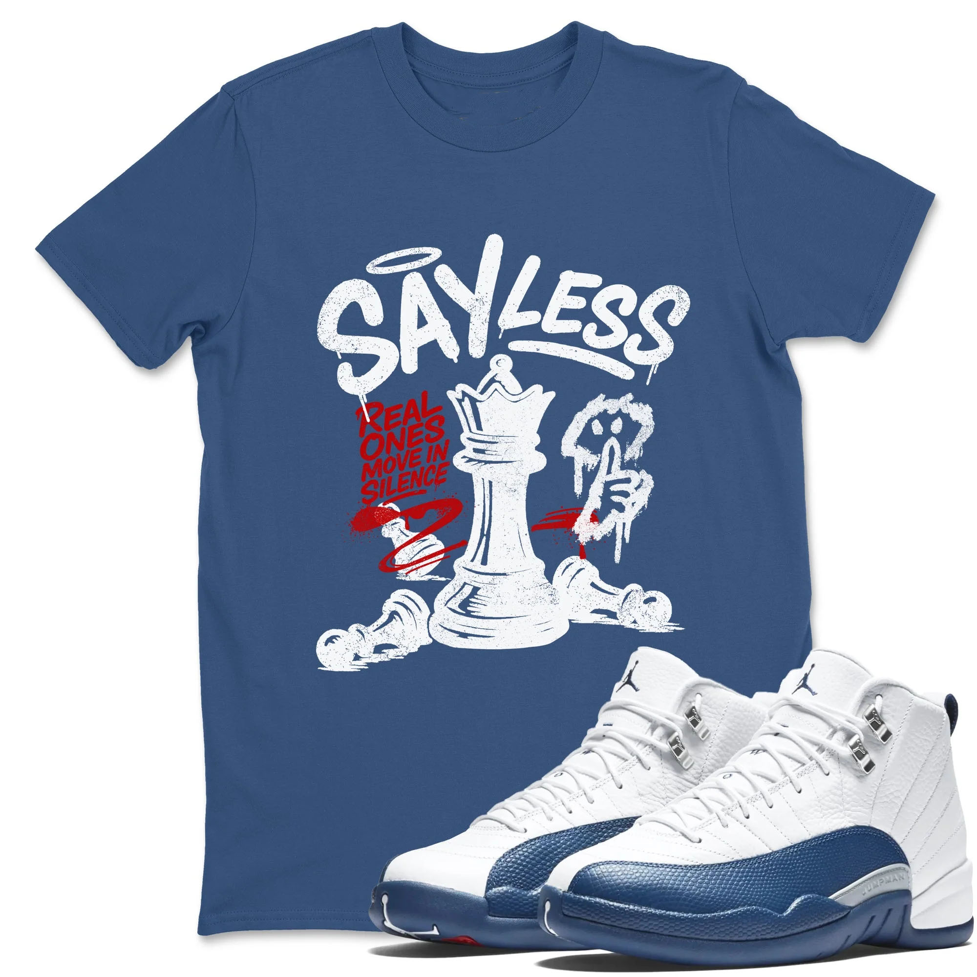 Say Less TEEWAVO Sneaker Tees - Air Jordan 12 French Blue