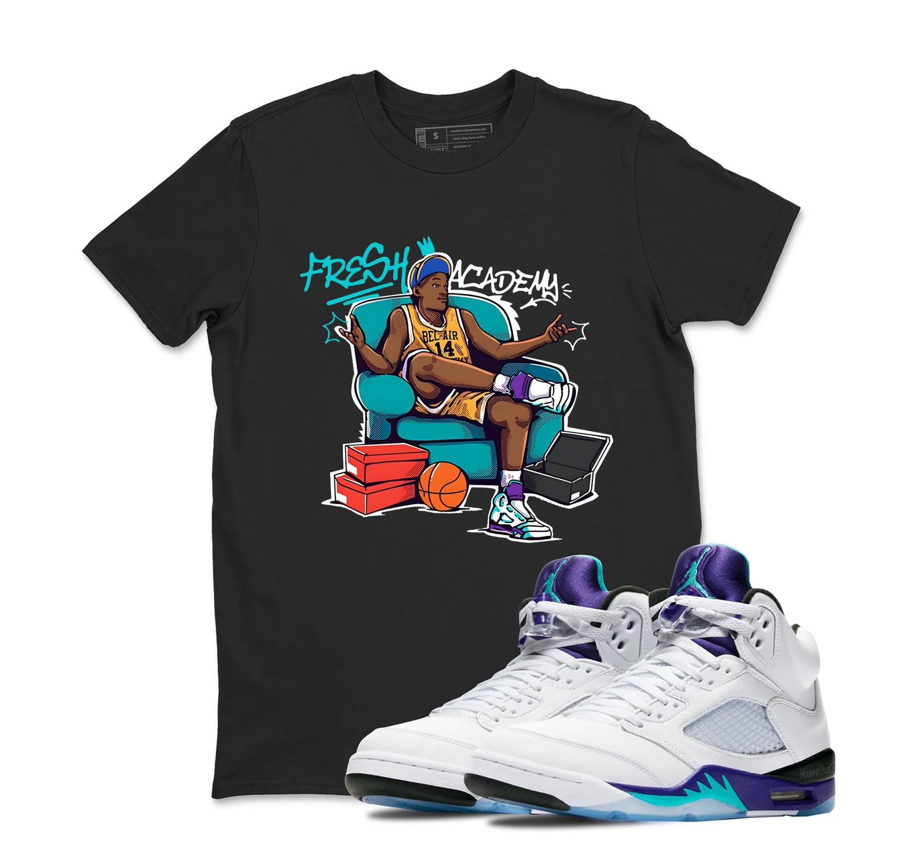 Air Jordan Sneaker Matching Shirt Retro Grape 5s - Fresh Academy Shirt To Match