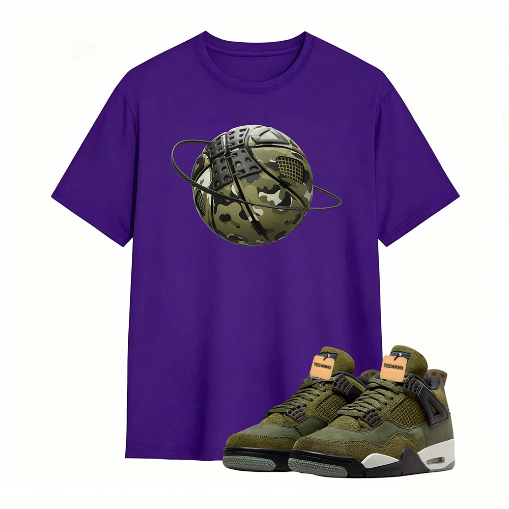 Camo Basketball Planet Sneaker Tee - Air Jordan 4 Medium Olive