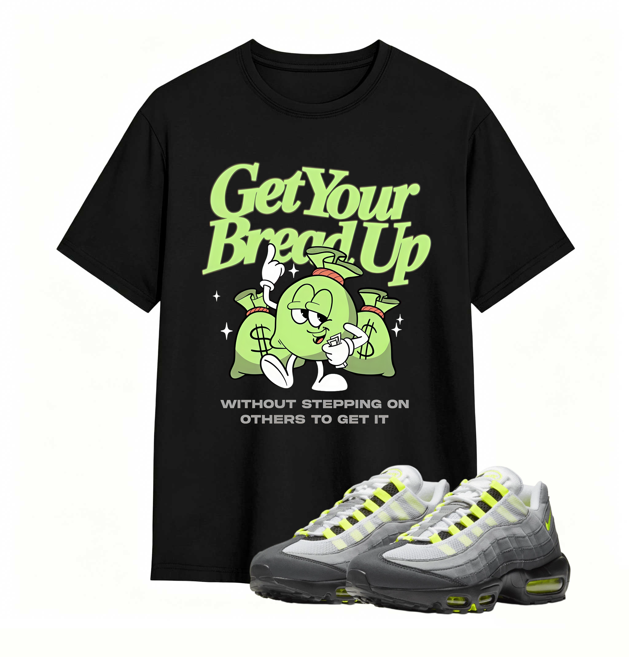 Air Max 95 OG Neon Yellow Shirt, AM95 Match Tee, GET YOUR BREAD UP Shirt