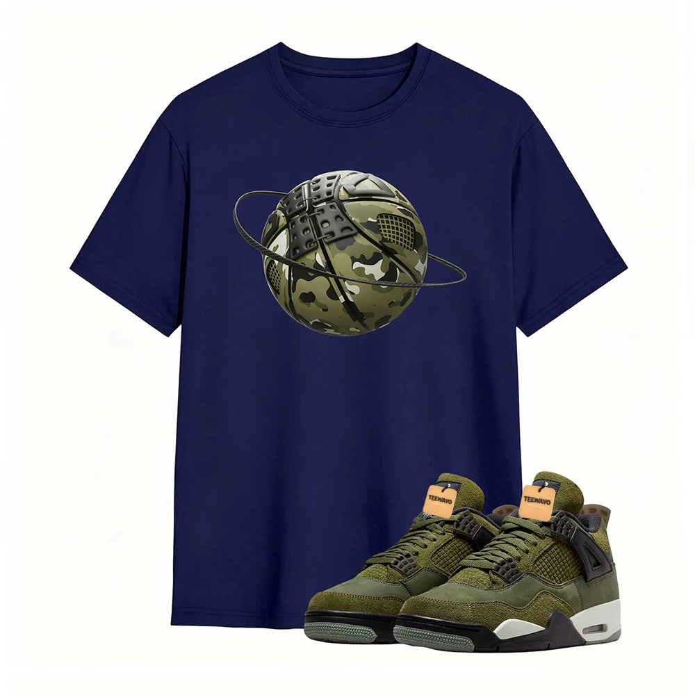 Camo Basketball Planet Sneaker Tee - Air Jordan 4 Medium Olive