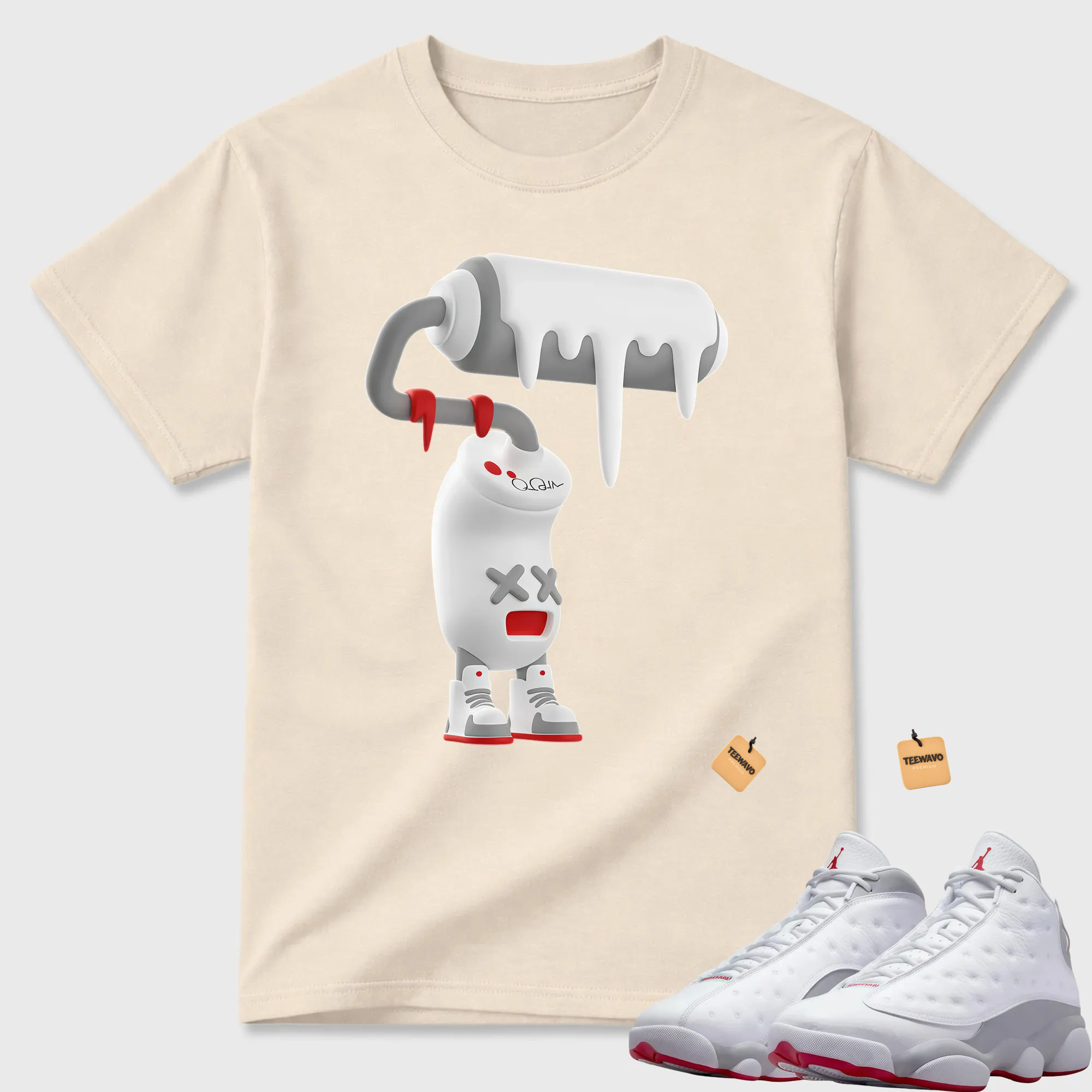 3D Paint Roller Unisex Tops - Air Joardan 13 Wolf Grey