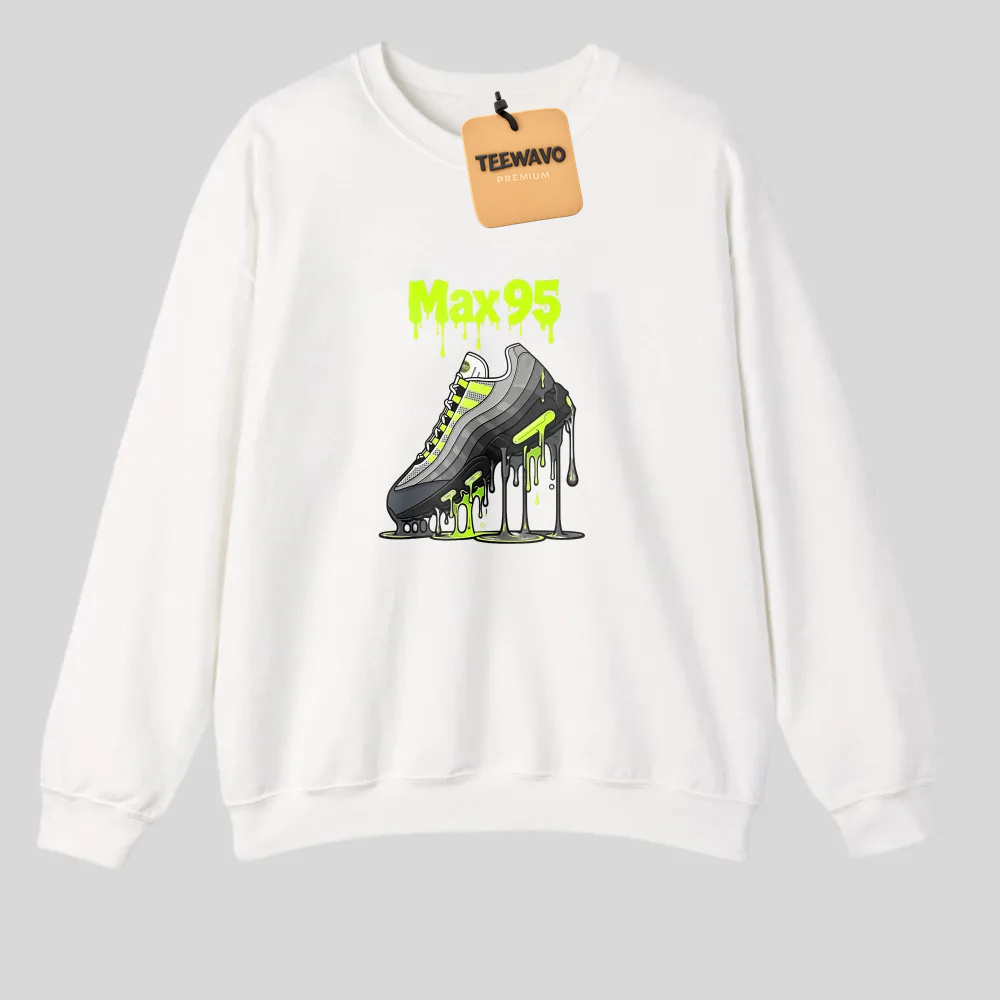 Neon Green Max95 Sneaker Drip Graphic Print tshirt 100% cotton