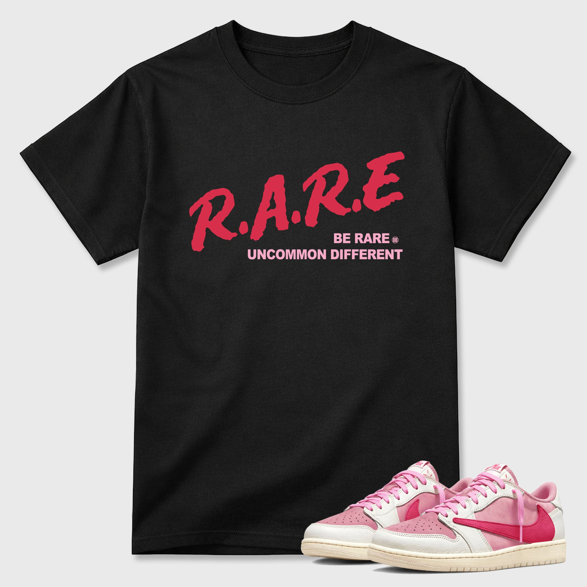 Be Rare Uncommon Different  Sneaker Tees - Air Jordan 1 Travis Scott Tropical Pink