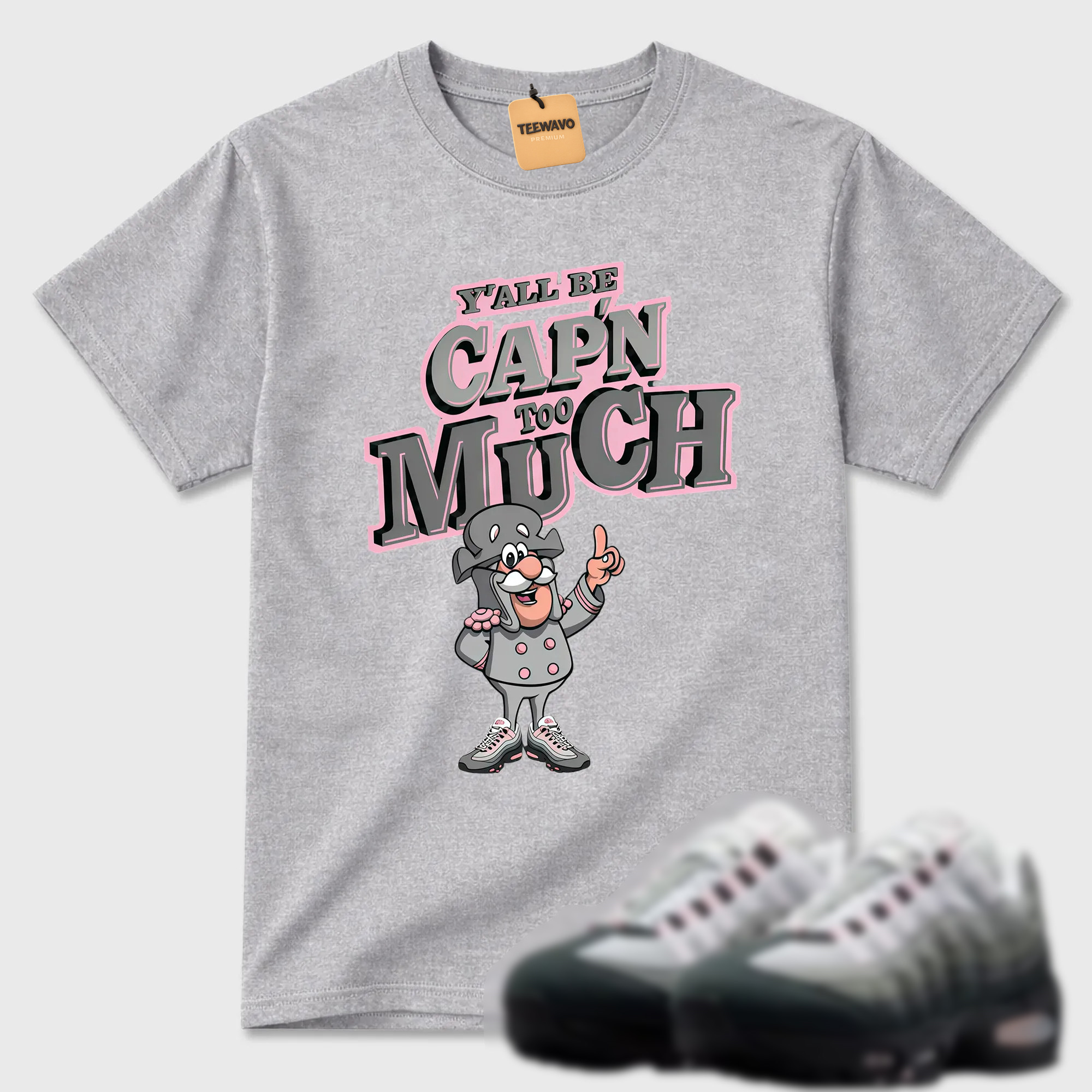 Air Max 95 Pink Foam Black White OG Big Bubble T Shirt Match Cap Too Much